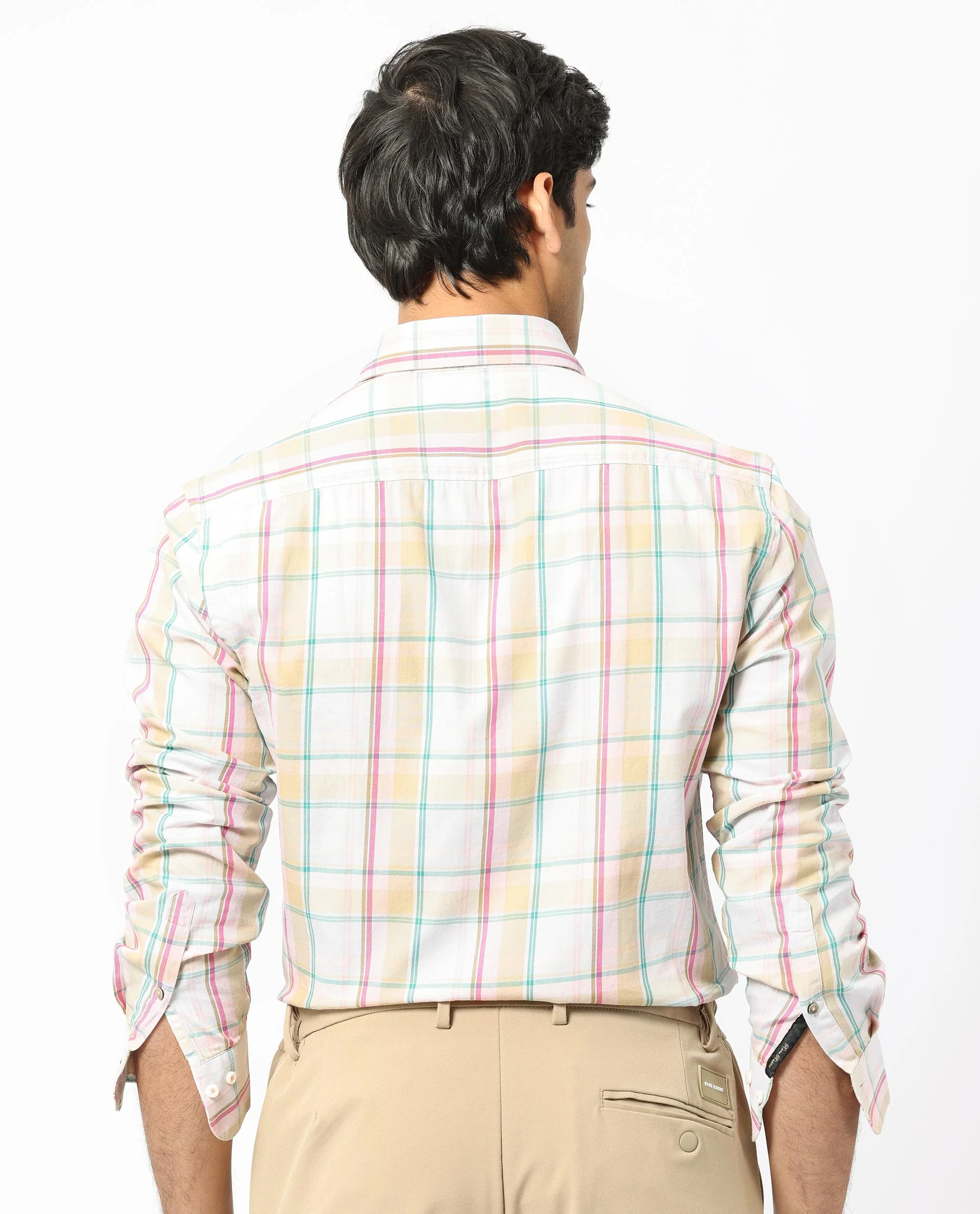 Rare Rabbit Men's Campo Pink Cotton Checked Print Regular Fit Full Sleeve Collared Shirt - Image 9