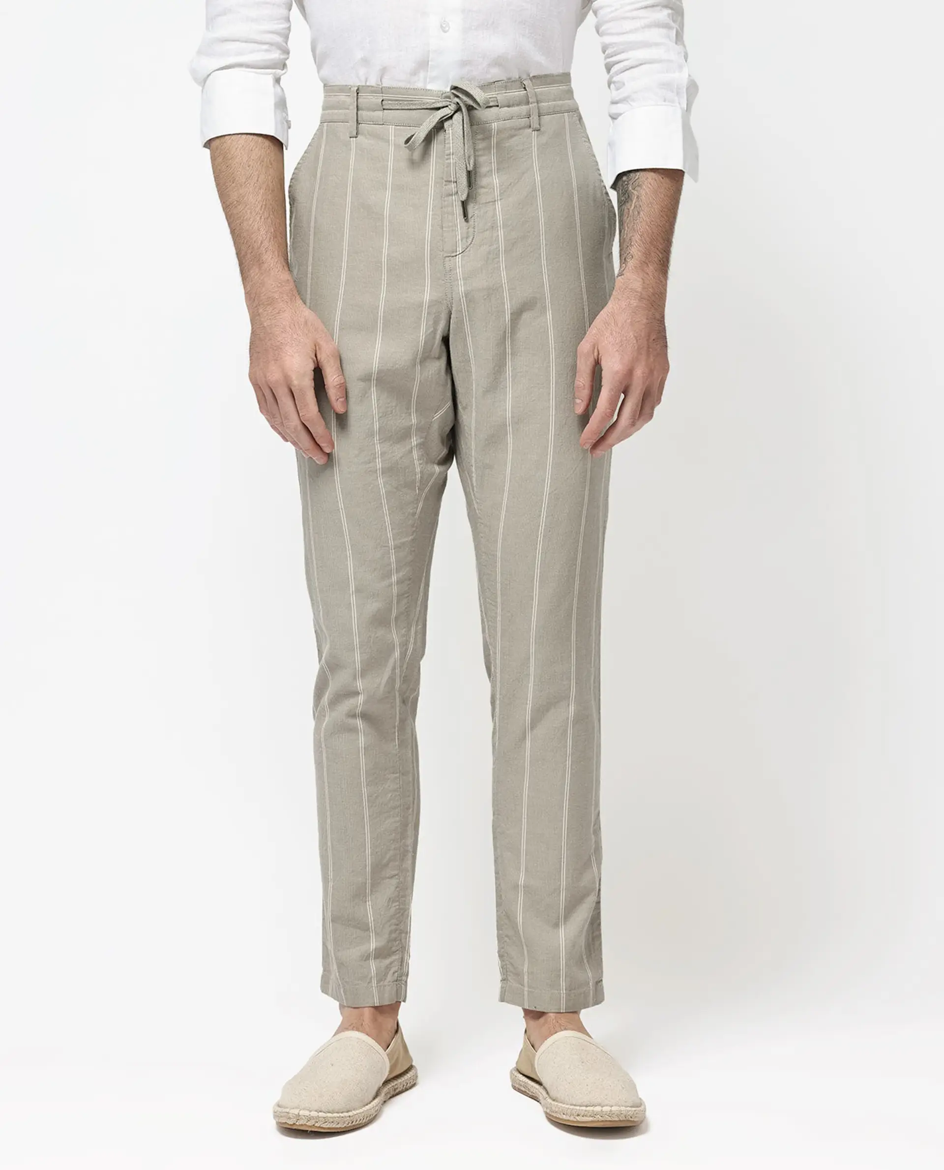 Rare Rabbit Men's Canal Grey Cotton Striped Print Regular Fit Trouser - Image 10