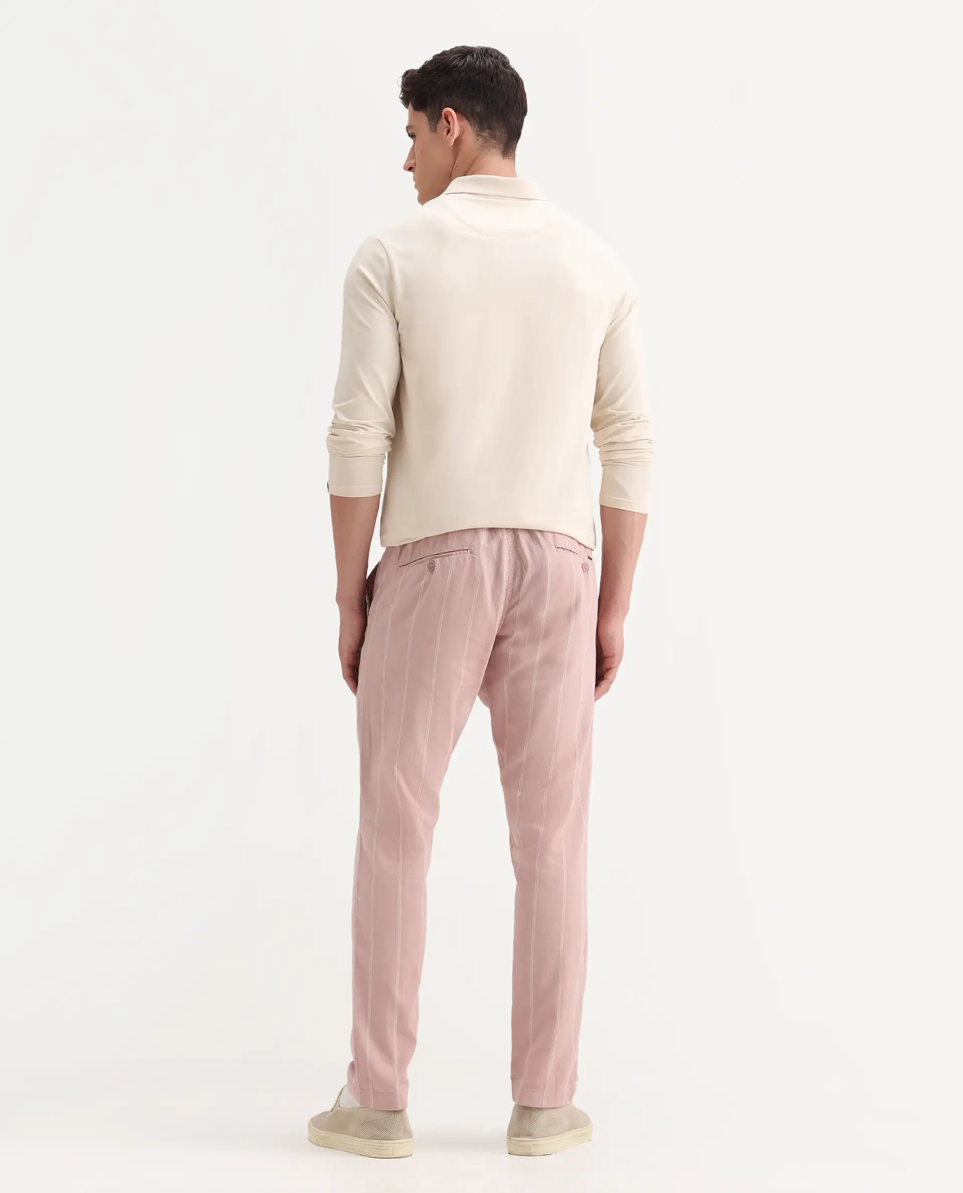 Rare Rabbit Men's Canal Grey Cotton Striped Print Regular Fit Trouser - Image 8