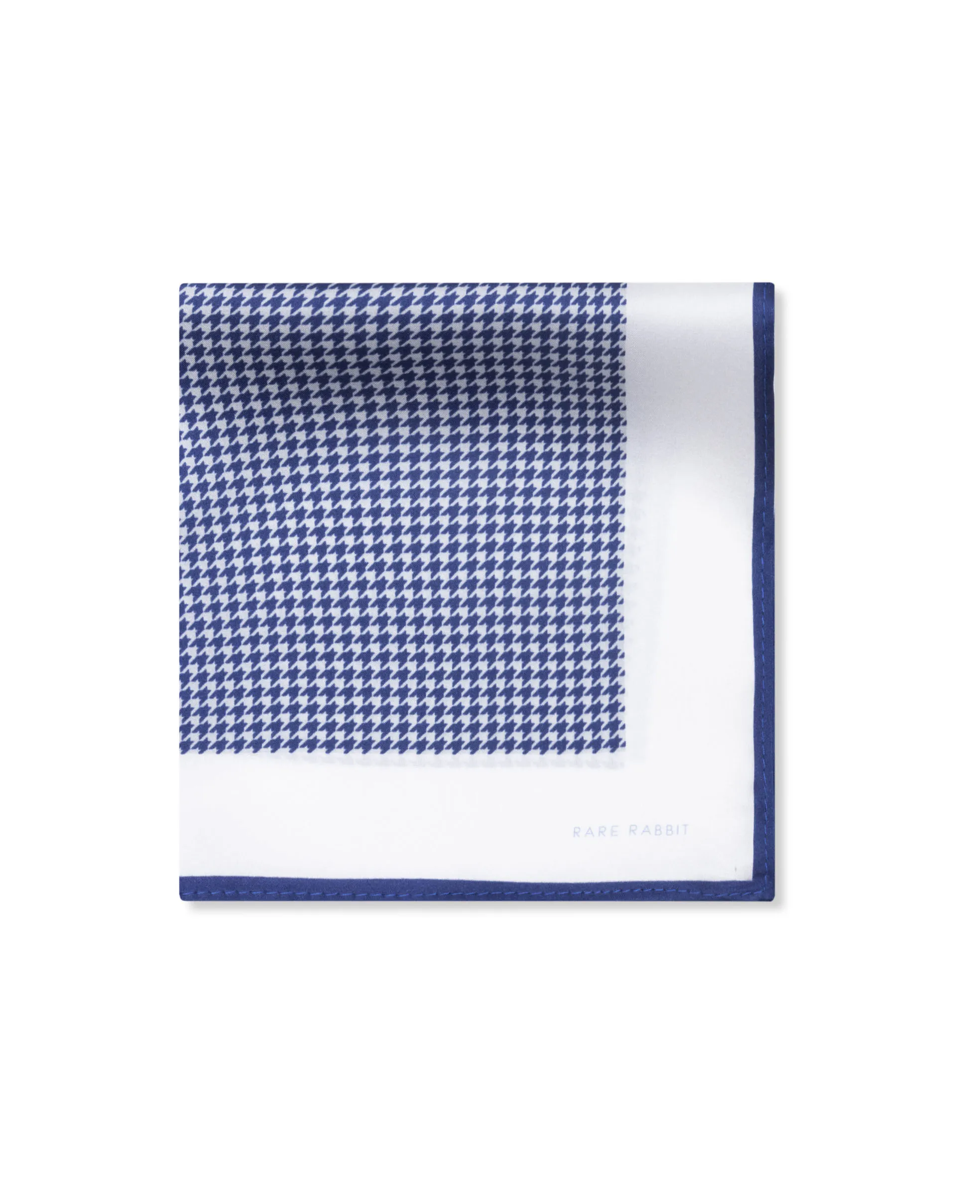 Rare Rabbit Men's Cann Blue Silk Fabric Houndstooth Print Pocket Square - Image 2