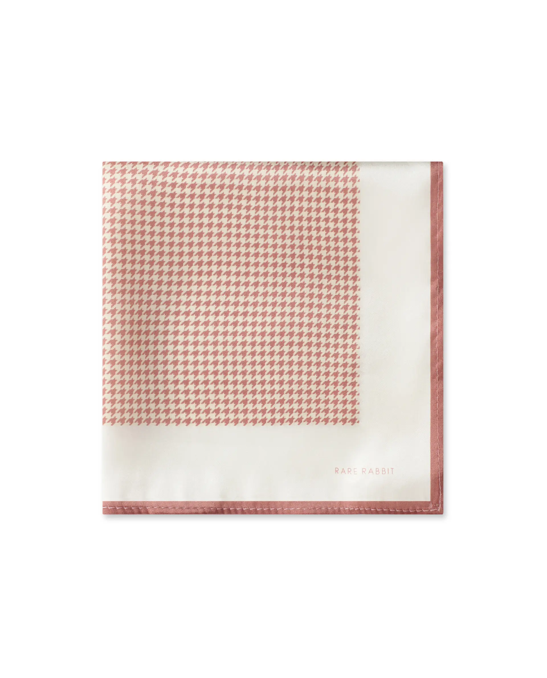 Rare Rabbit Men's Cann Light Orange Silk Fabric Houndstooth Print Pocket Square - Image 3