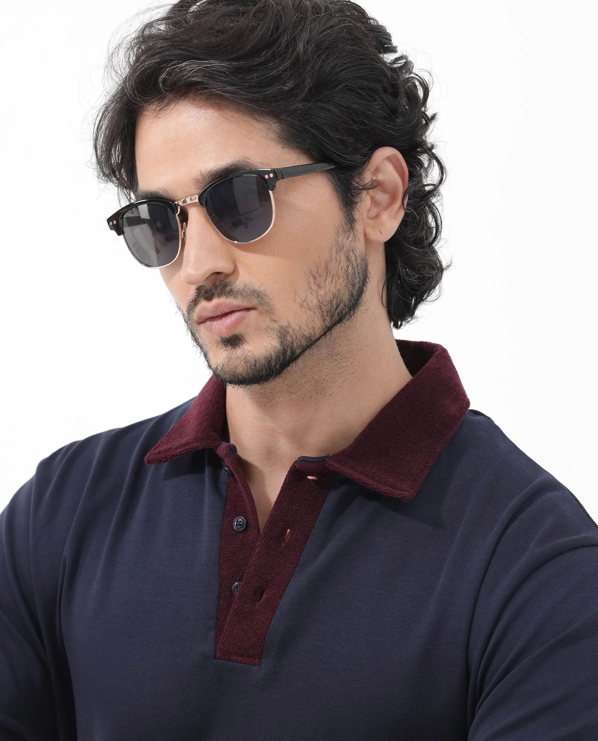 Rare Rabbit Men's Canot Navy Cotton Plain Regular Fit Half Sleeve Polo - Image 4