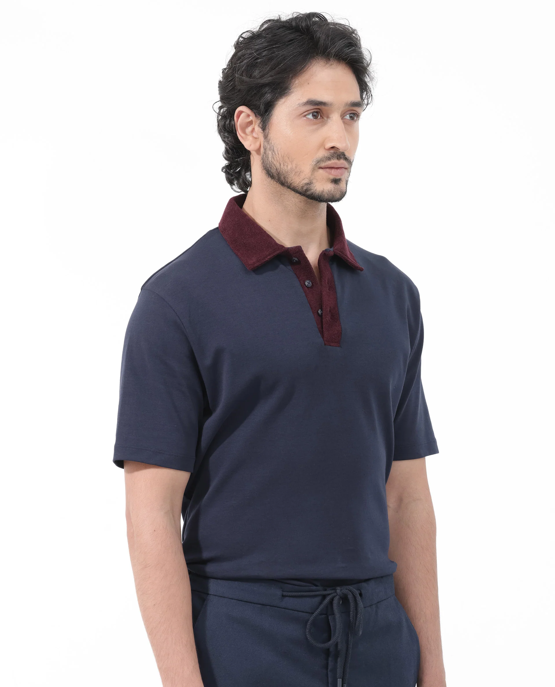 Rare Rabbit Men's Canot Navy Cotton Plain Regular Fit Half Sleeve Polo - Image 8