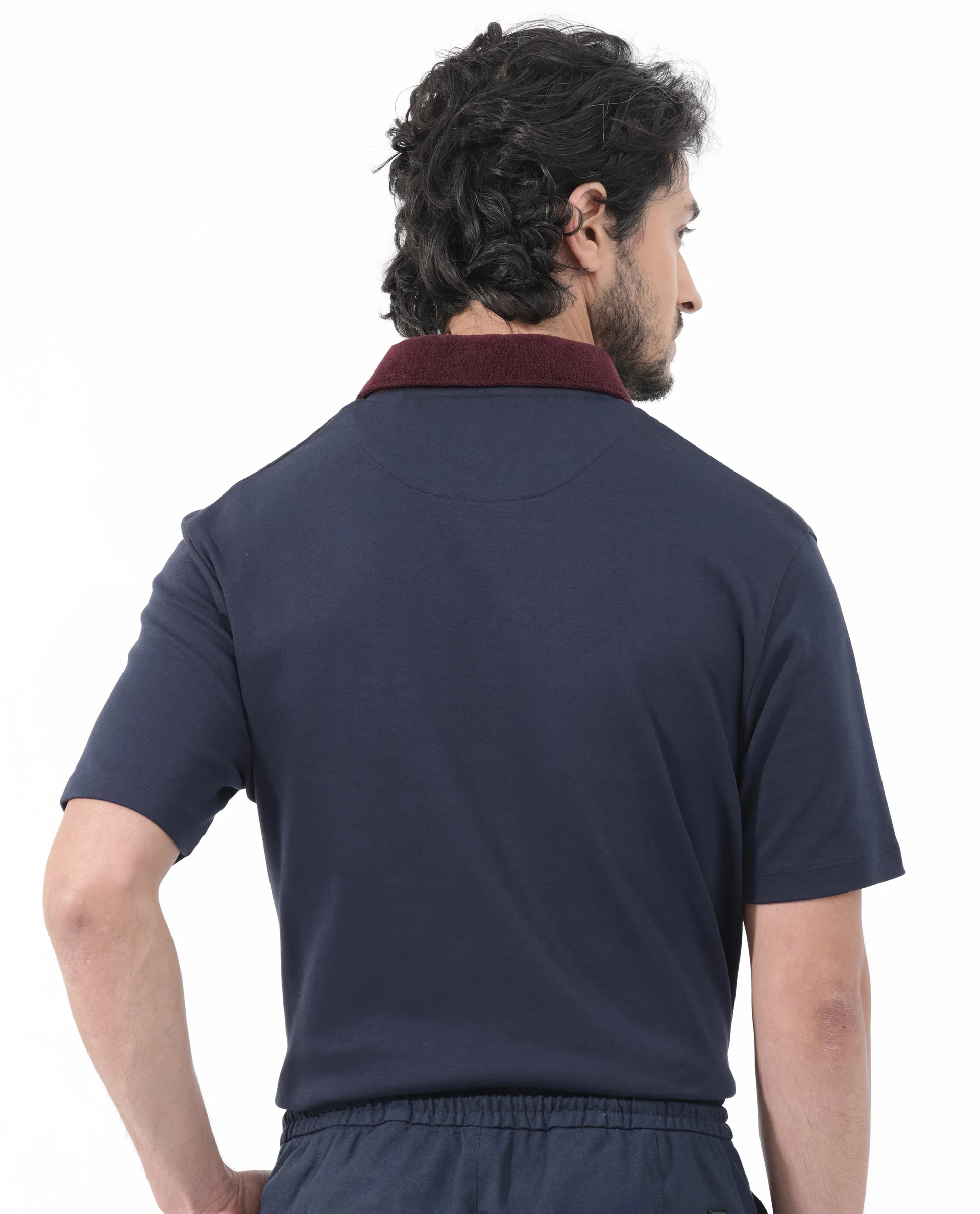 Rare Rabbit Men's Canot Navy Cotton Plain Regular Fit Half Sleeve Polo - Image 9