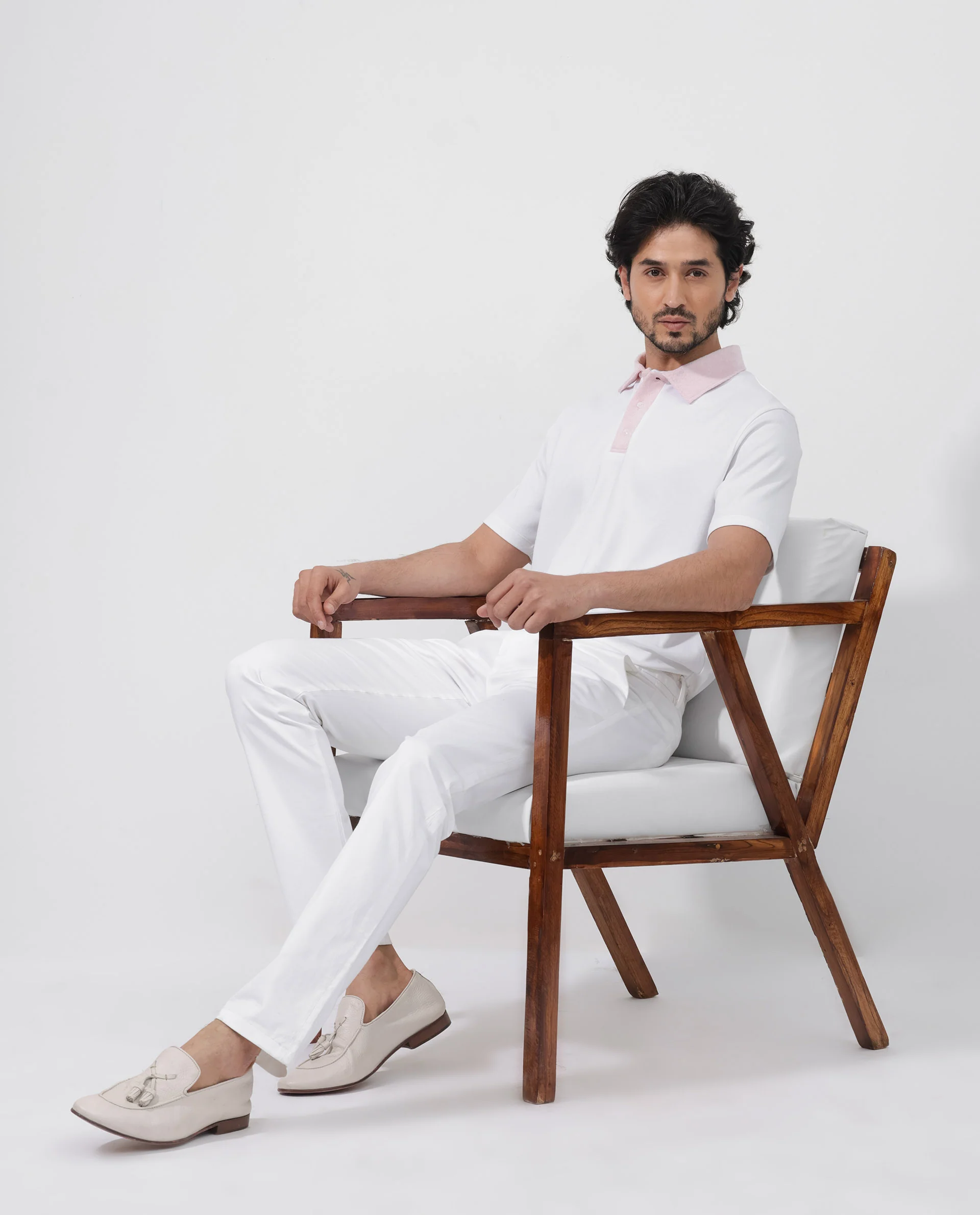 Rare Rabbit Men's Canot White Cotton Plain Regular Fit Half Sleeve Polo - Image 2
