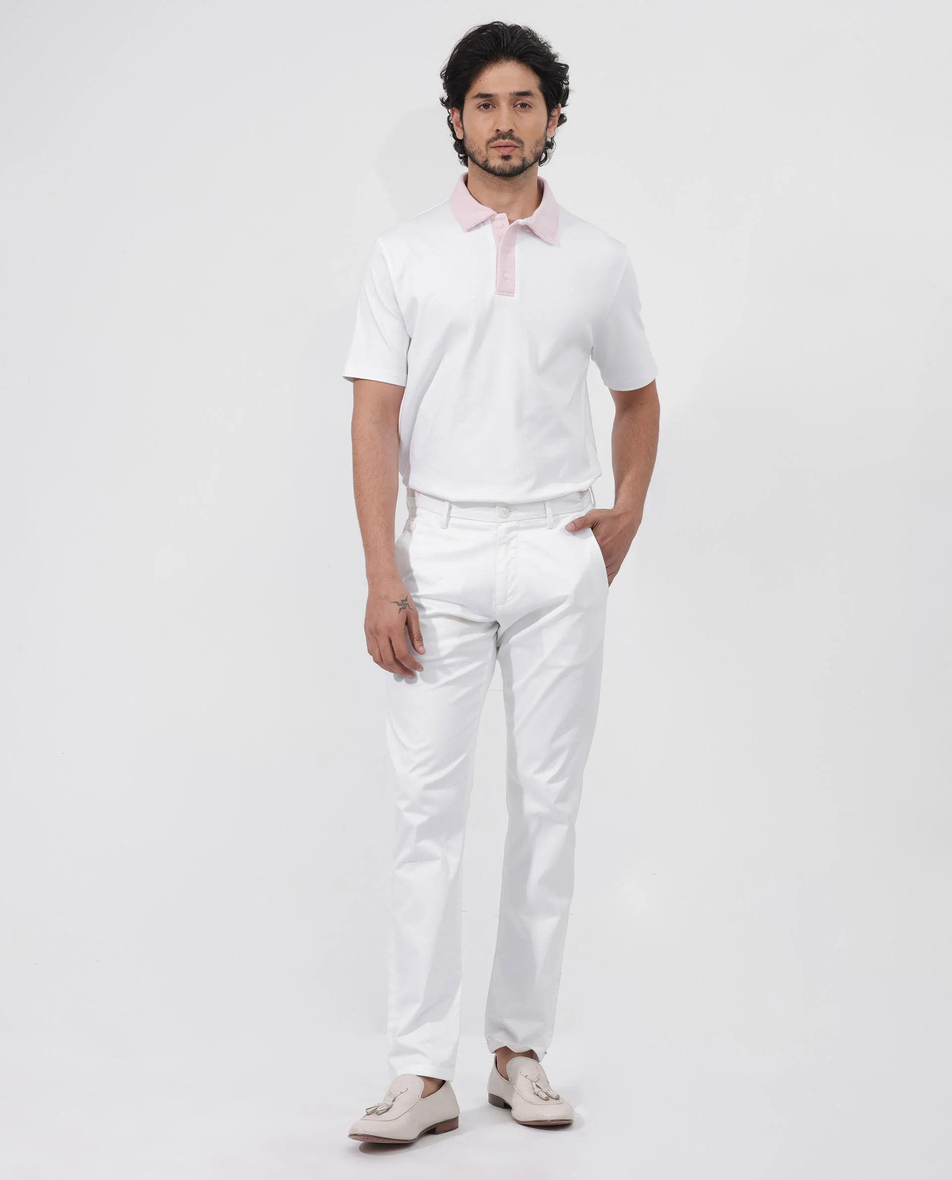 Rare Rabbit Men's Canot White Cotton Plain Regular Fit Half Sleeve Polo - Image 6