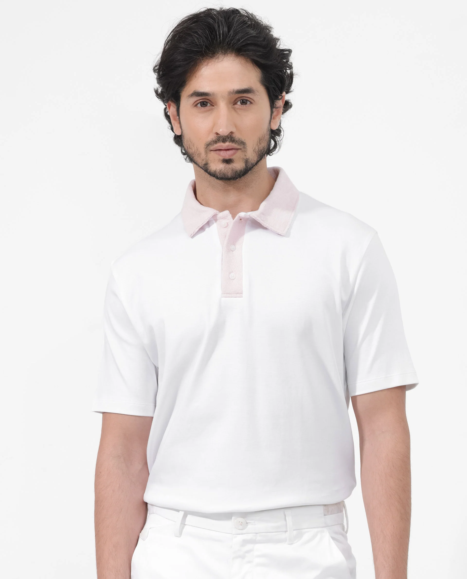 Rare Rabbit Men's Canot White Cotton Plain Regular Fit Half Sleeve Polo - Image 7