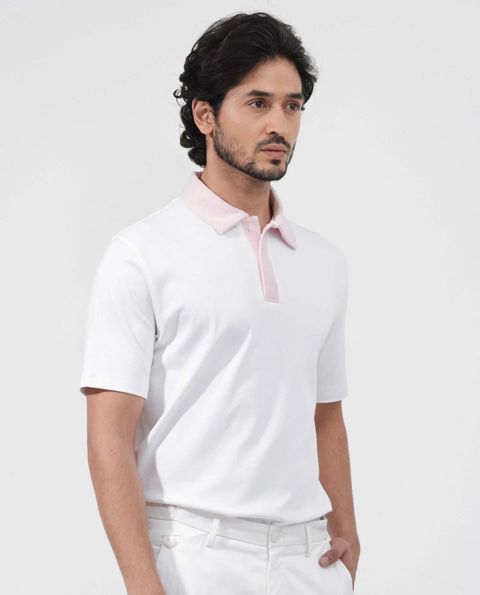 Rare Rabbit Men's Canot White Cotton Plain Regular Fit Half Sleeve Polo - Image 8