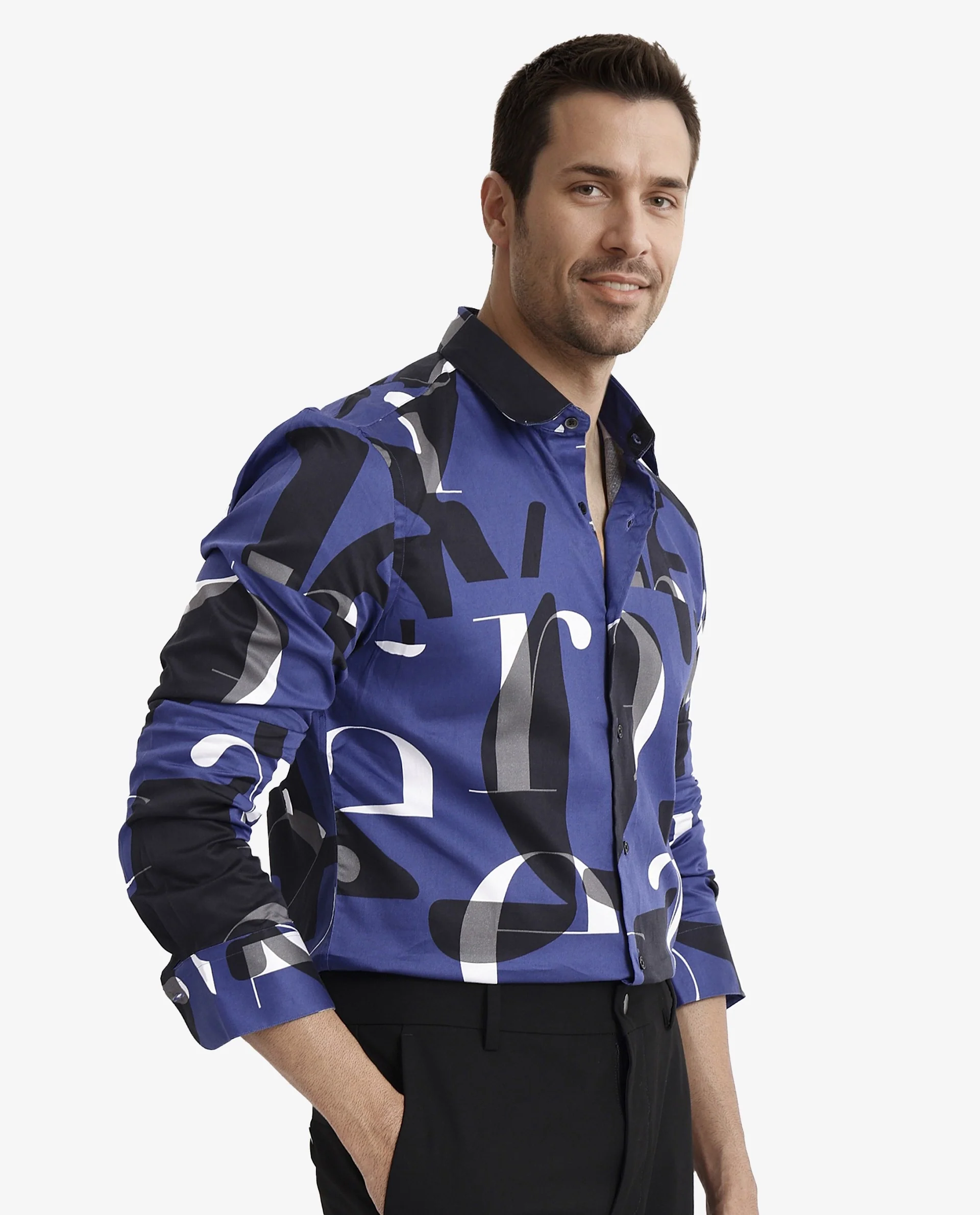 Rare Rabbit Men's Canton Blue Cotton Statement Print Regular Fit Full Sleeve Collared Shirt - Image 5