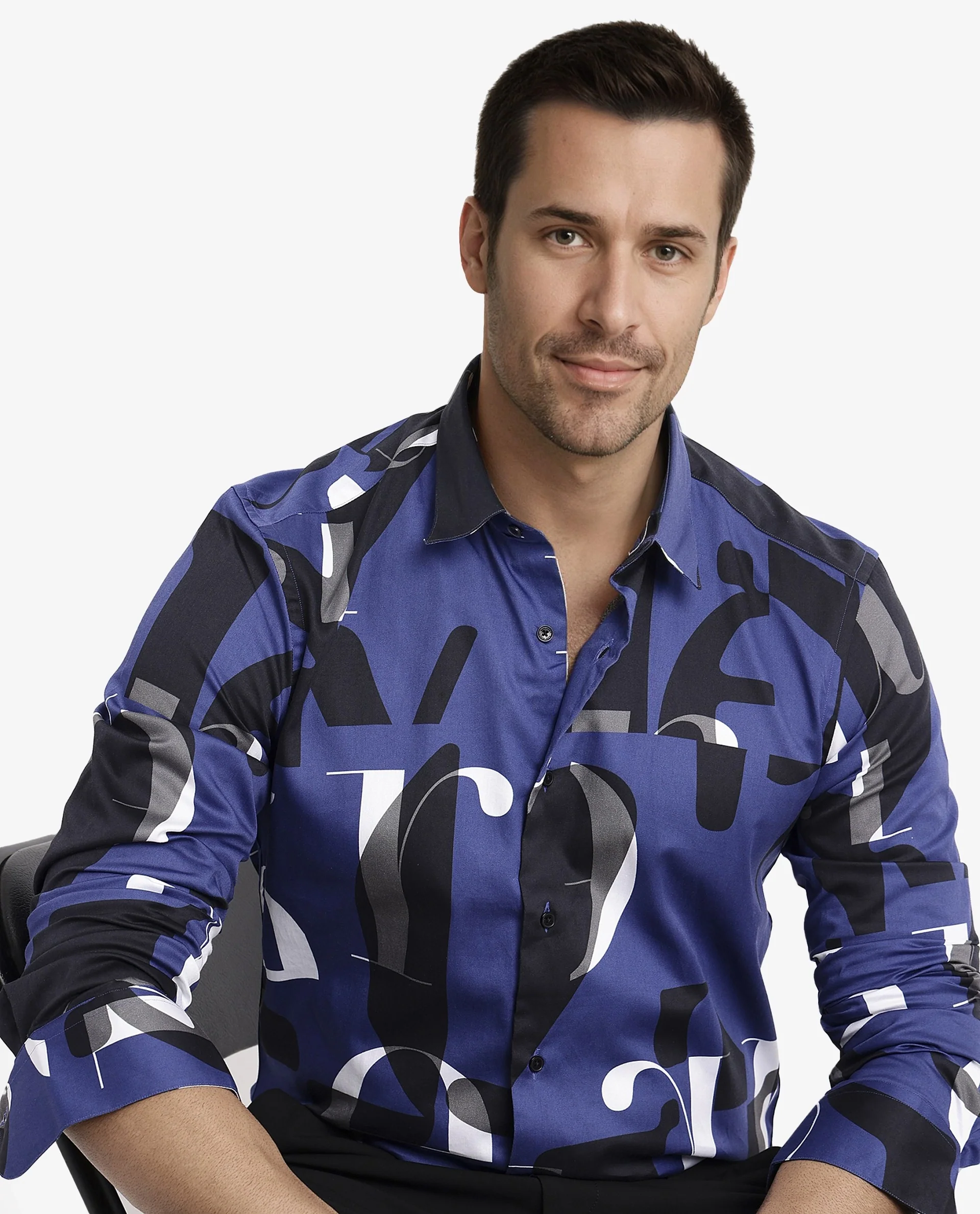 Rare Rabbit Men's Canton Blue Cotton Statement Print Regular Fit Full Sleeve Collared Shirt - Image 7