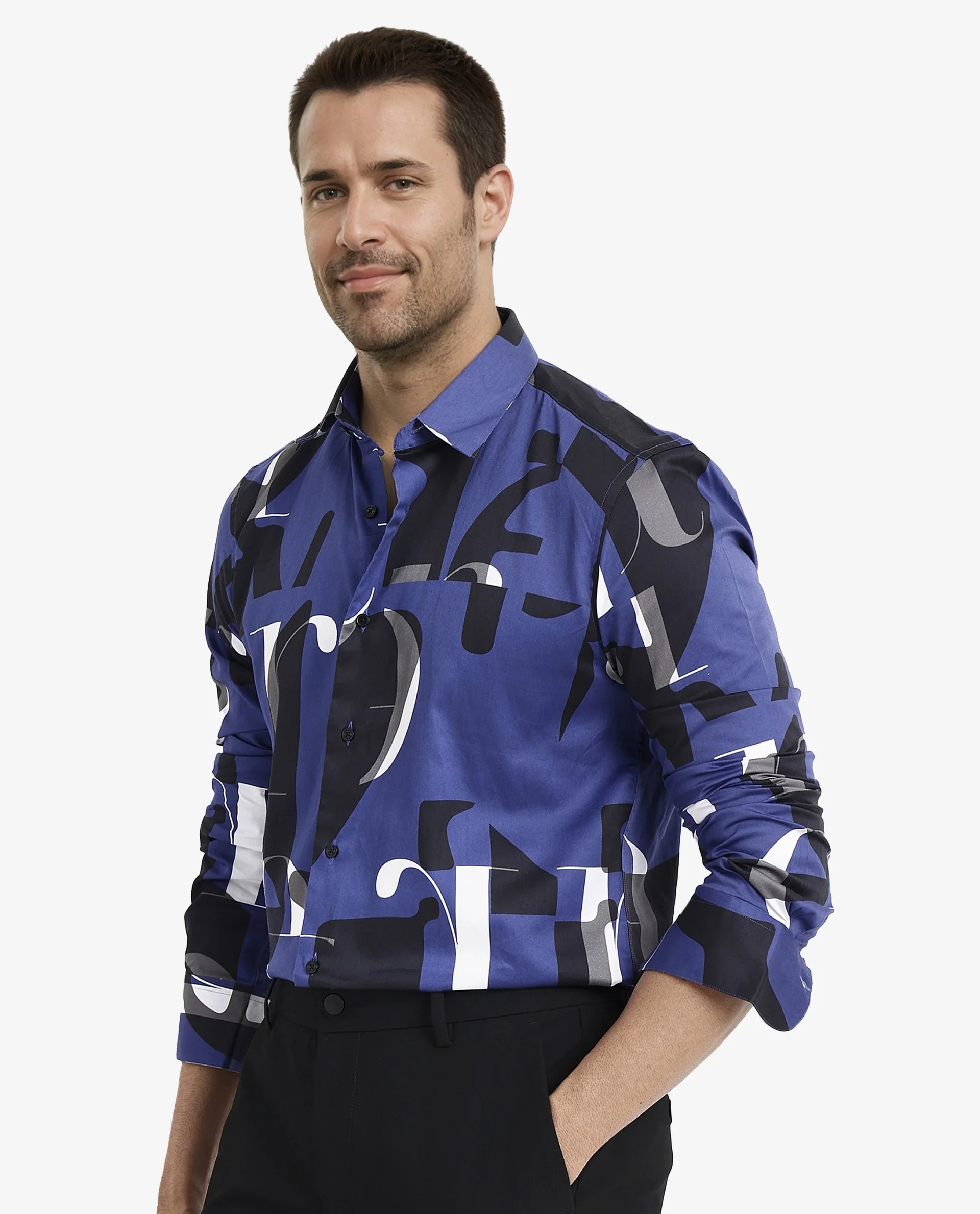 Rare Rabbit Men's Canton Blue Cotton Statement Print Regular Fit Full Sleeve Collared Shirt - Image 9