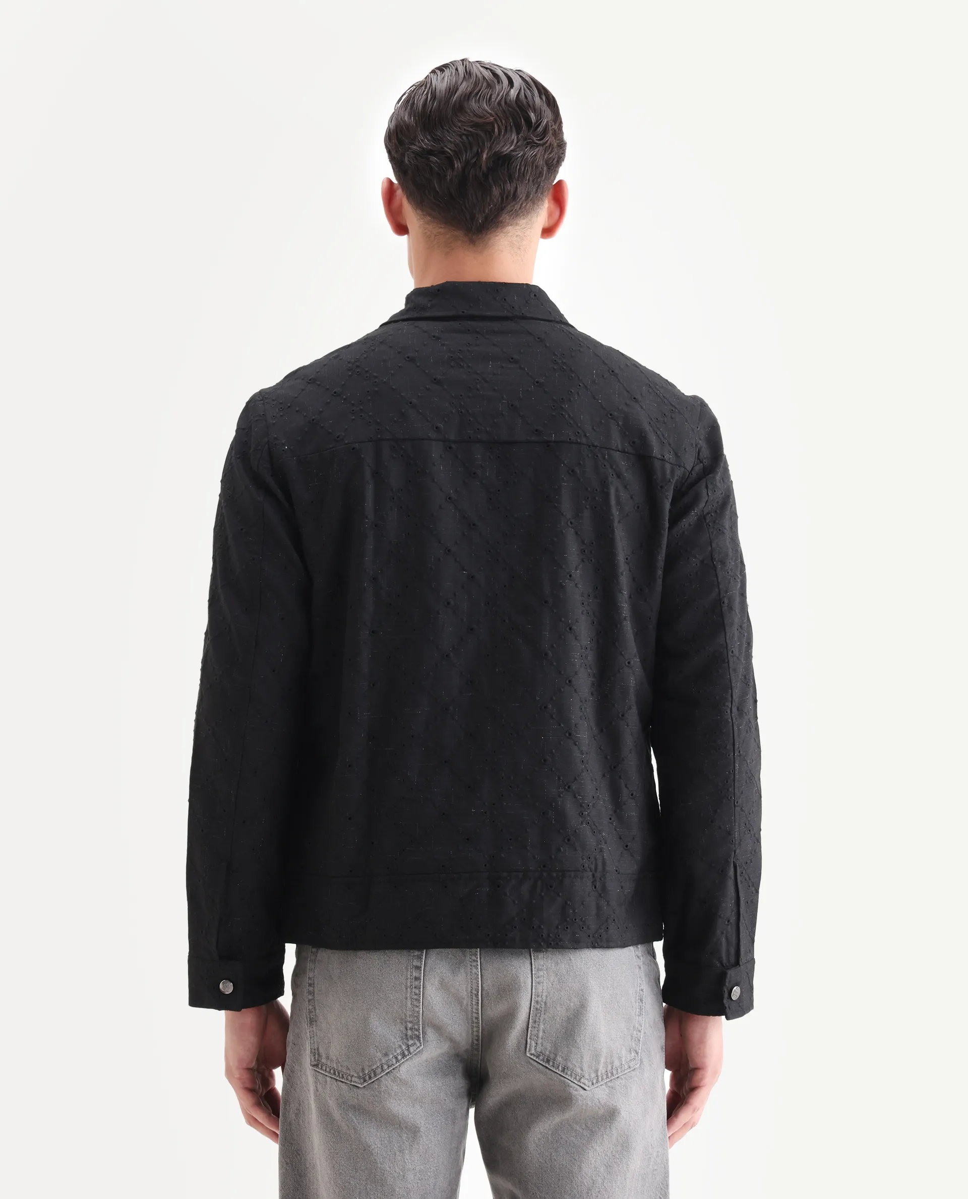 Rare Rabbit Men's Canyo Black Polyester Embroidered Relaxed Fit Full Sleeve Spread Collar Jacket - Image 7