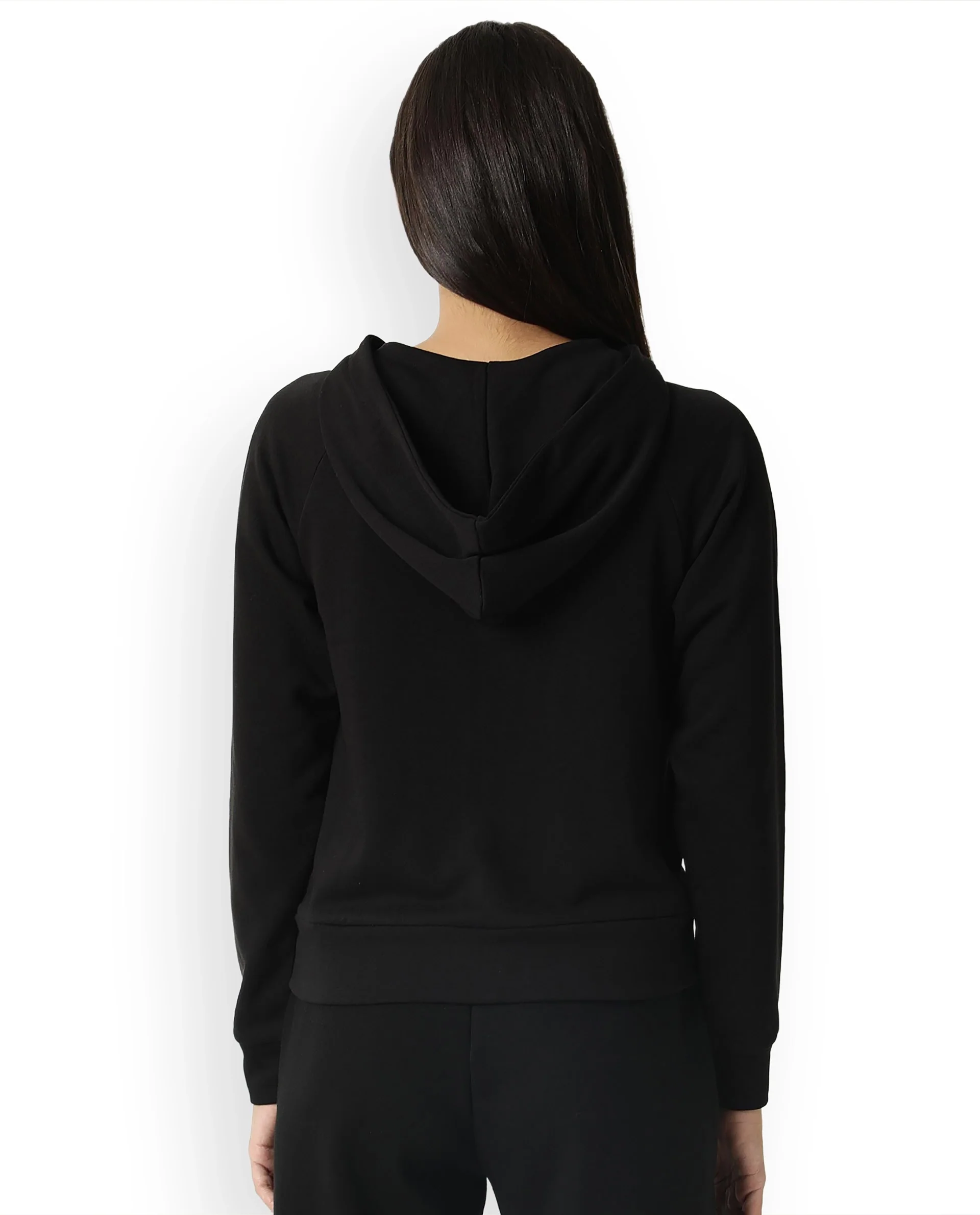Rareism Women's Medium Weight Terry 290 Gsm Cotton Blend Hooded Plain Regular Fit Jacket - Image 6