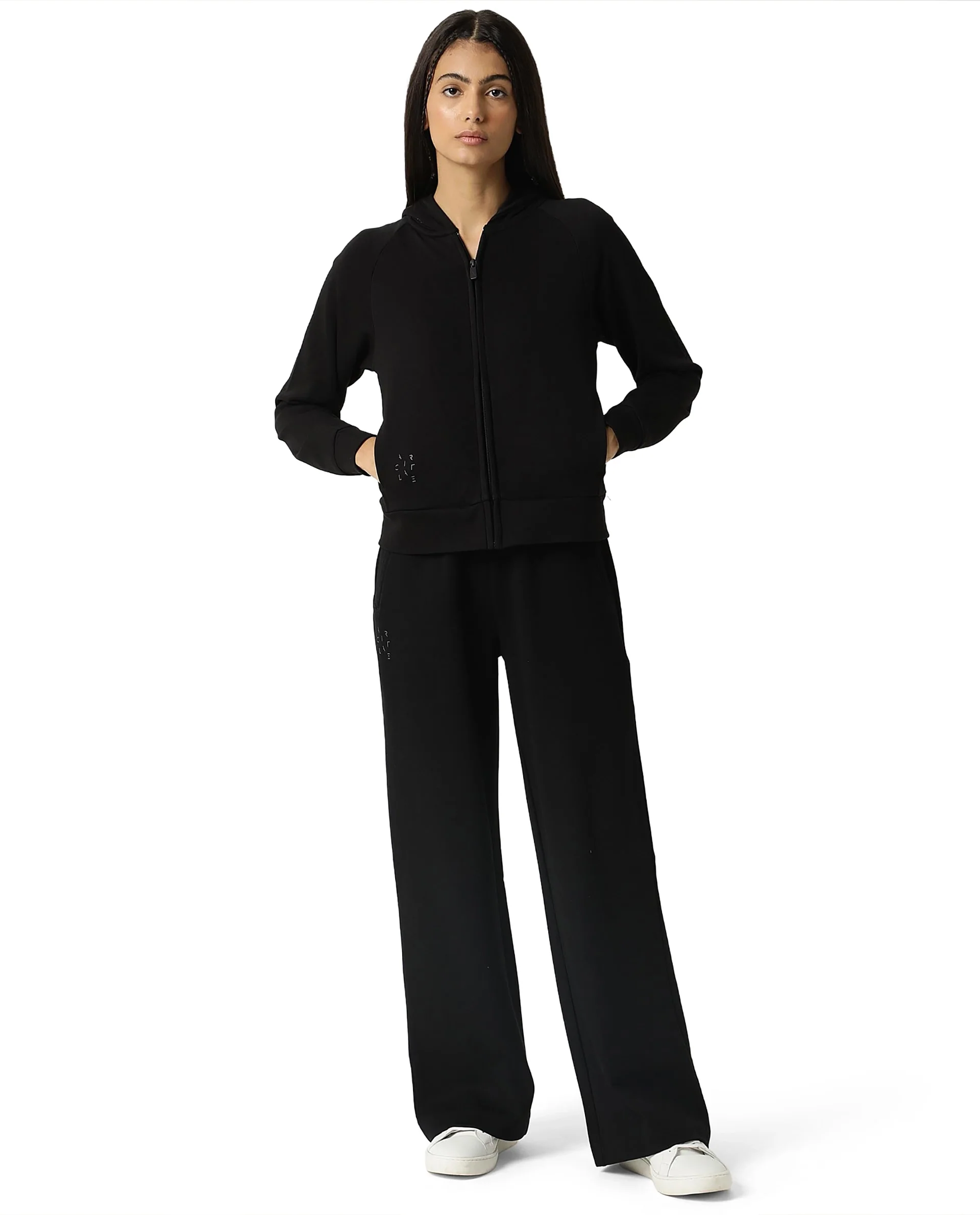Rareism Women's Medium Weight Terry 290 Gsm Cotton Blend Hooded Plain Regular Fit Jacket - Image 7