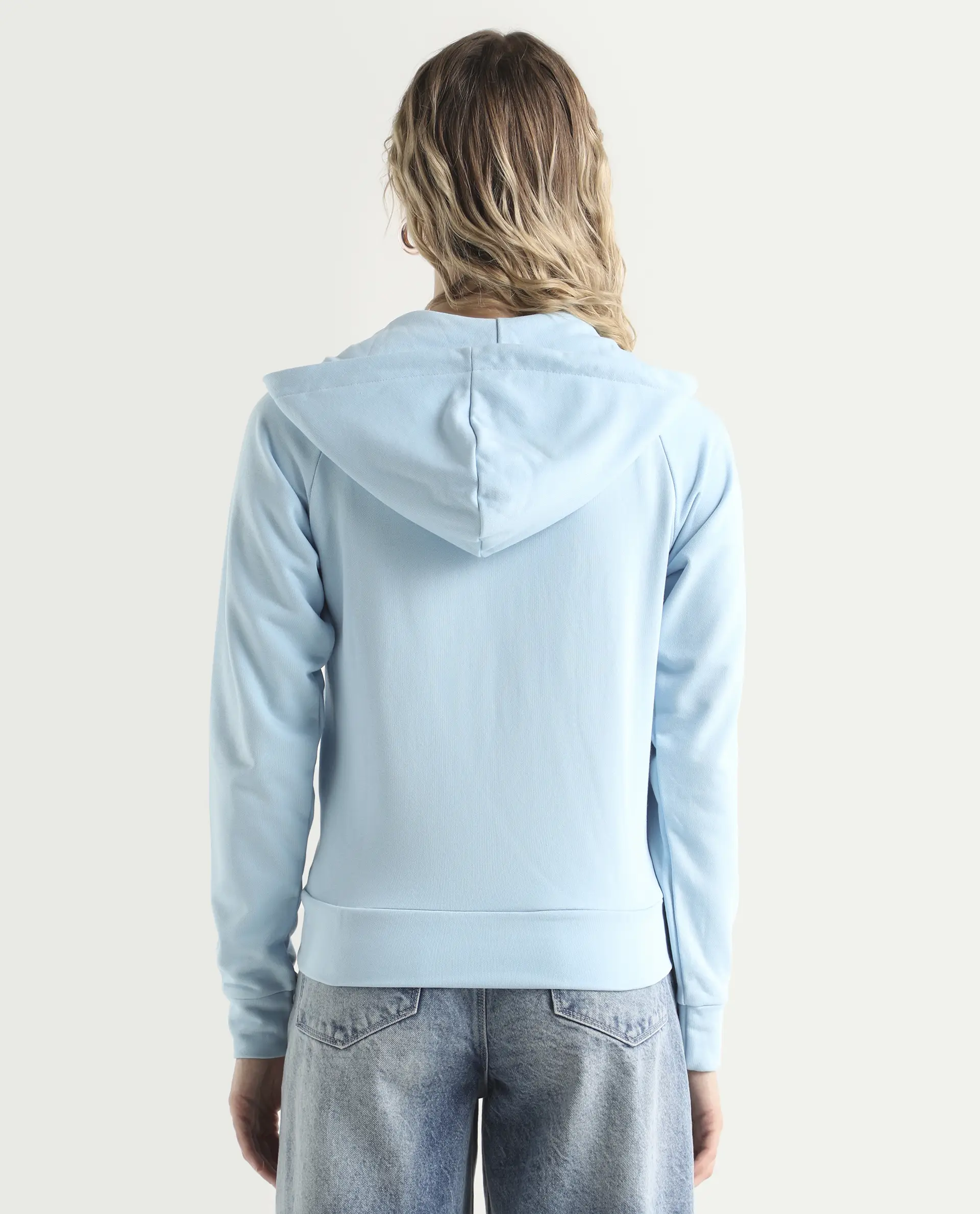 Rareism Women's Medium Weight Terry 290 Gsm Cotton Blend Hooded Plain Regular Fit Jacket - Image 7