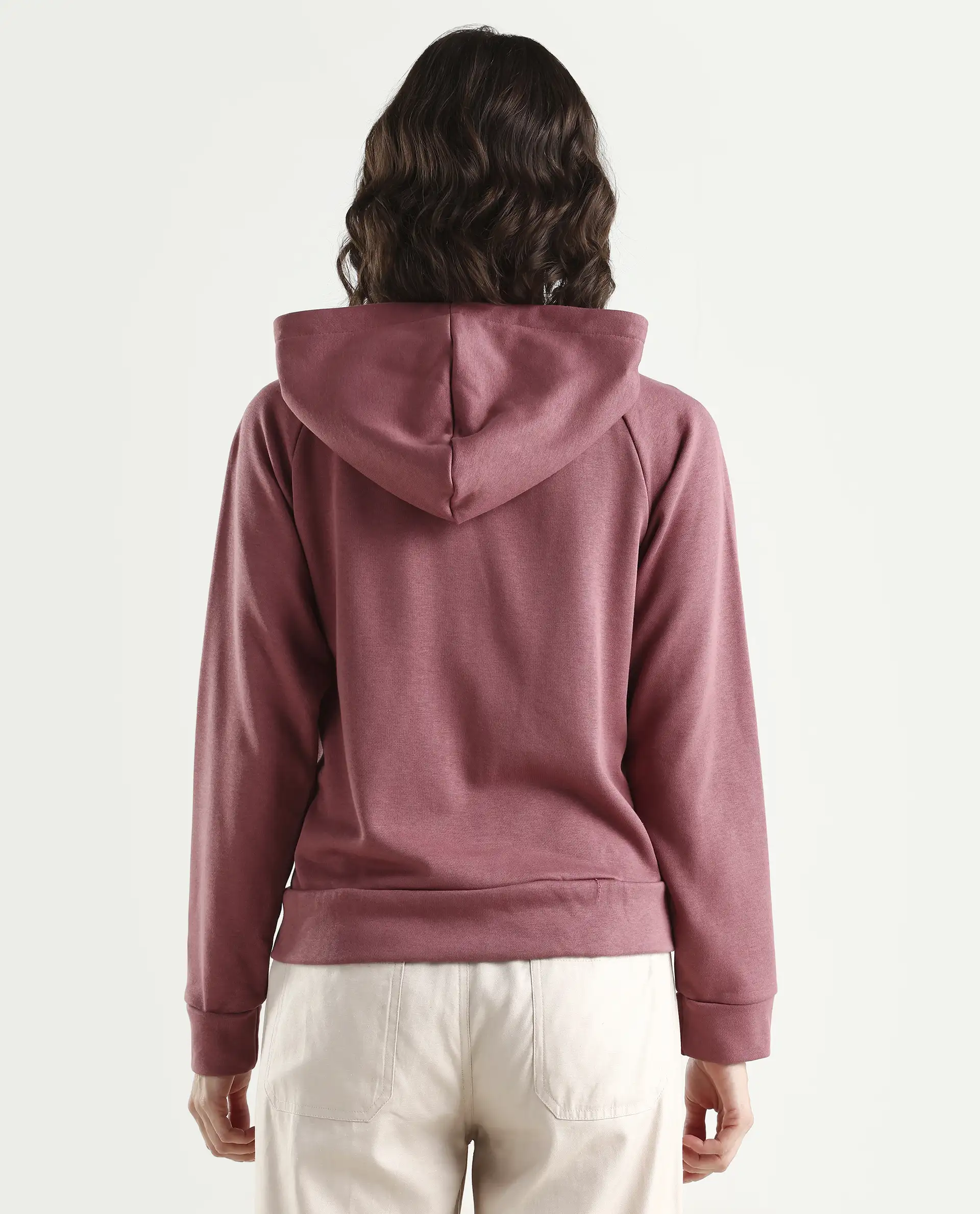 Rareism Women's Medium Weight Terry 290 Gsm Cotton Blend Hooded Plain Regular Fit Jacket - Image 7