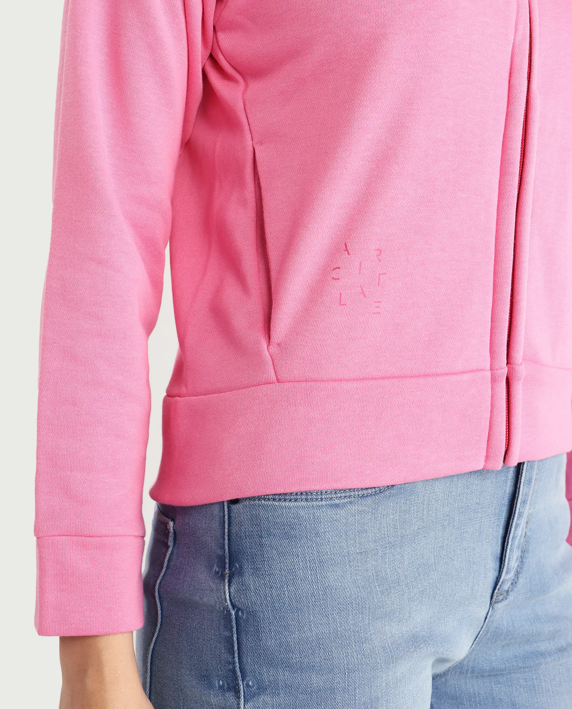 Rareism Women's Medium Weight Terry 290 Gsm Cotton Blend Hooded Plain Regular Fit Jacket - Image 5