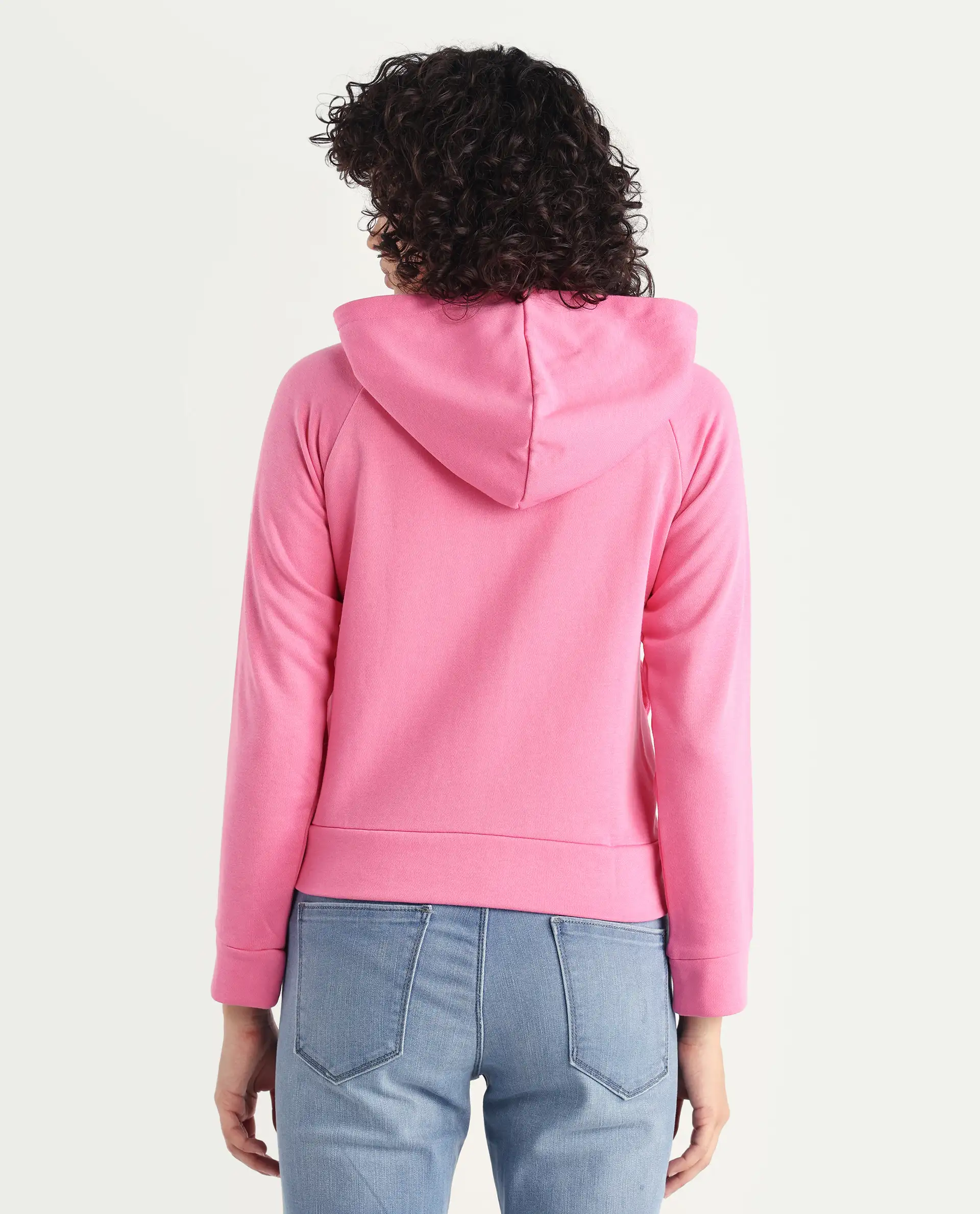 Rareism Women's Medium Weight Terry 290 Gsm Cotton Blend Hooded Plain Regular Fit Jacket - Image 7