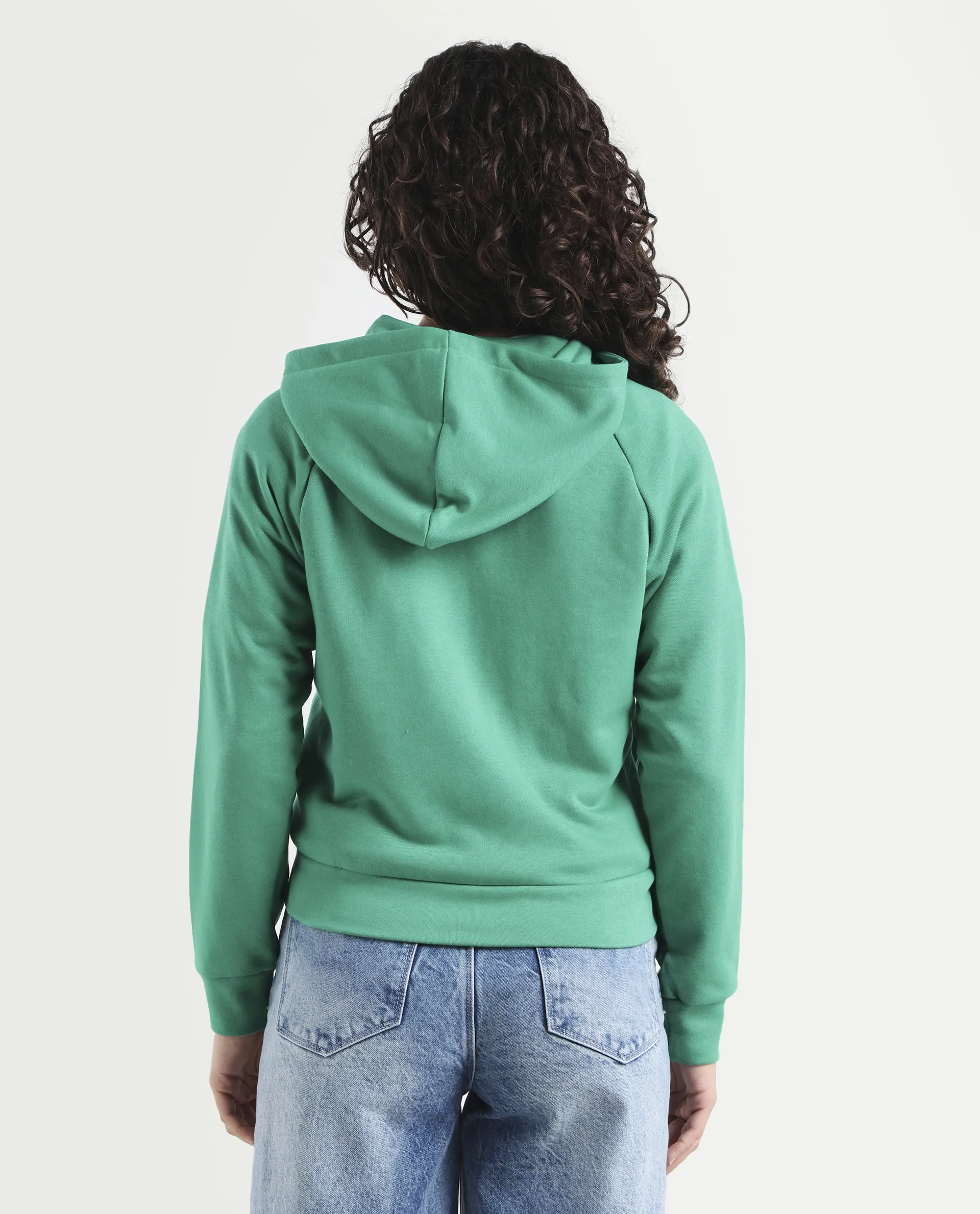 Rareism Women's Medium Weight Terry 290 Gsm Cotton Blend Hooded Plain Regular Fit Jacket - Image 7