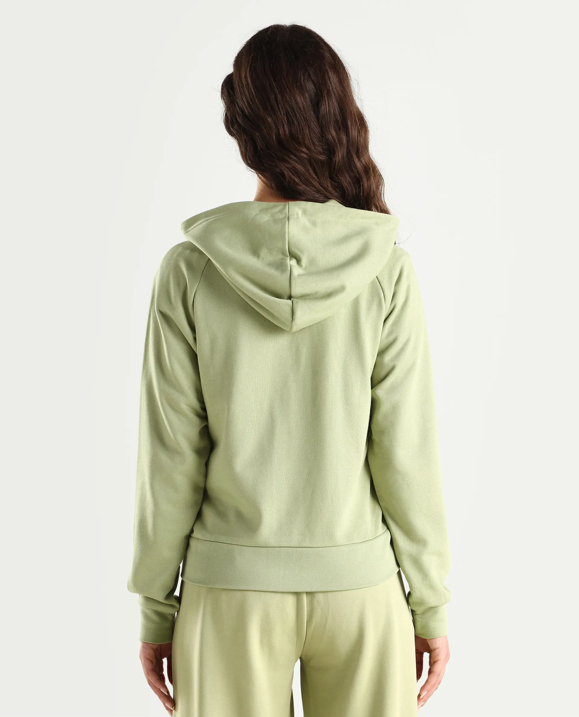 Rareism Women's Medium Weight Terry 290 Gsm Cotton Blend Hooded Plain Regular Fit Jacket - Image 6