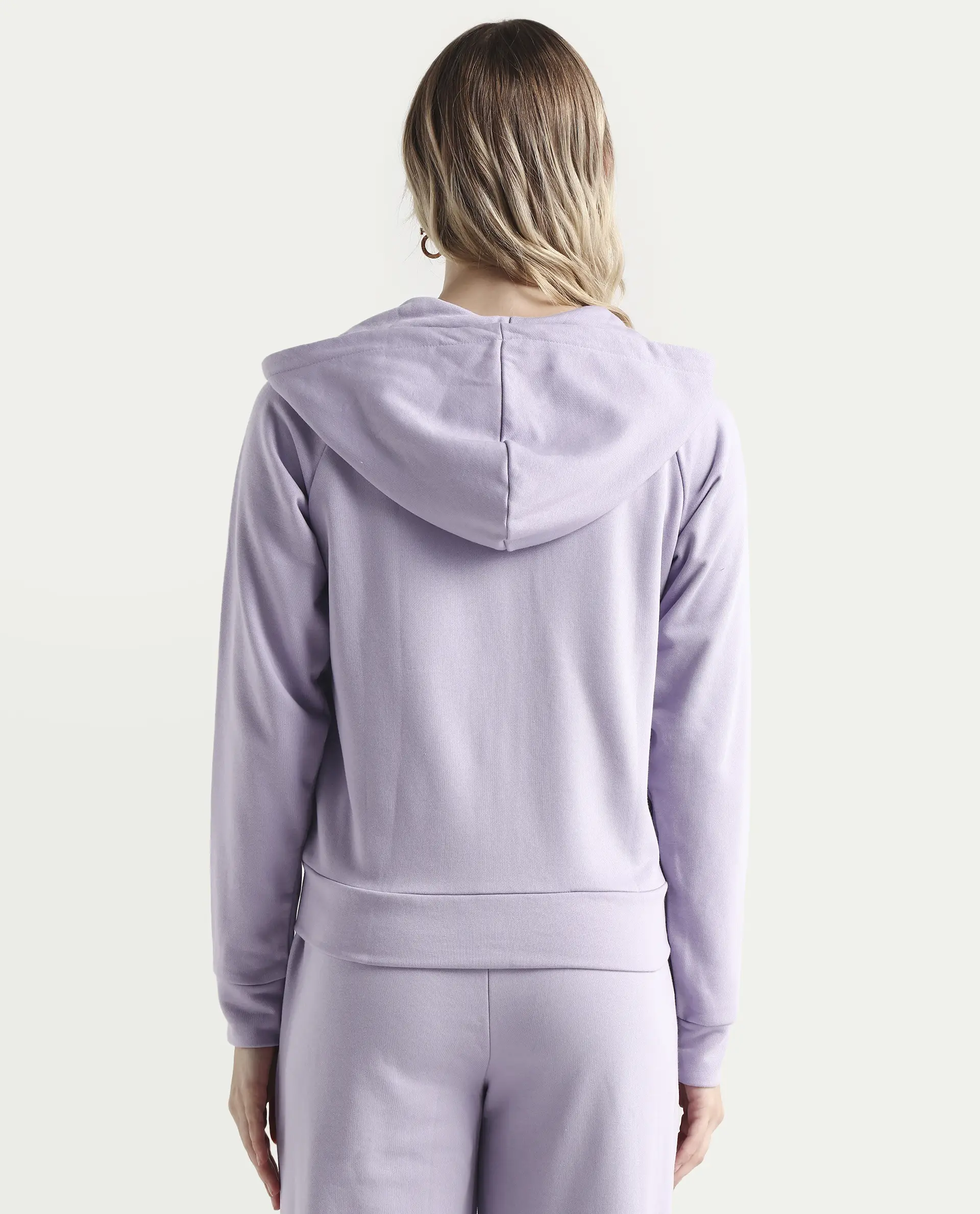 Rareism Women's Medium Weight Terry 290 Gsm Cotton Blend Hooded Plain Regular Fit Jacket - Image 7