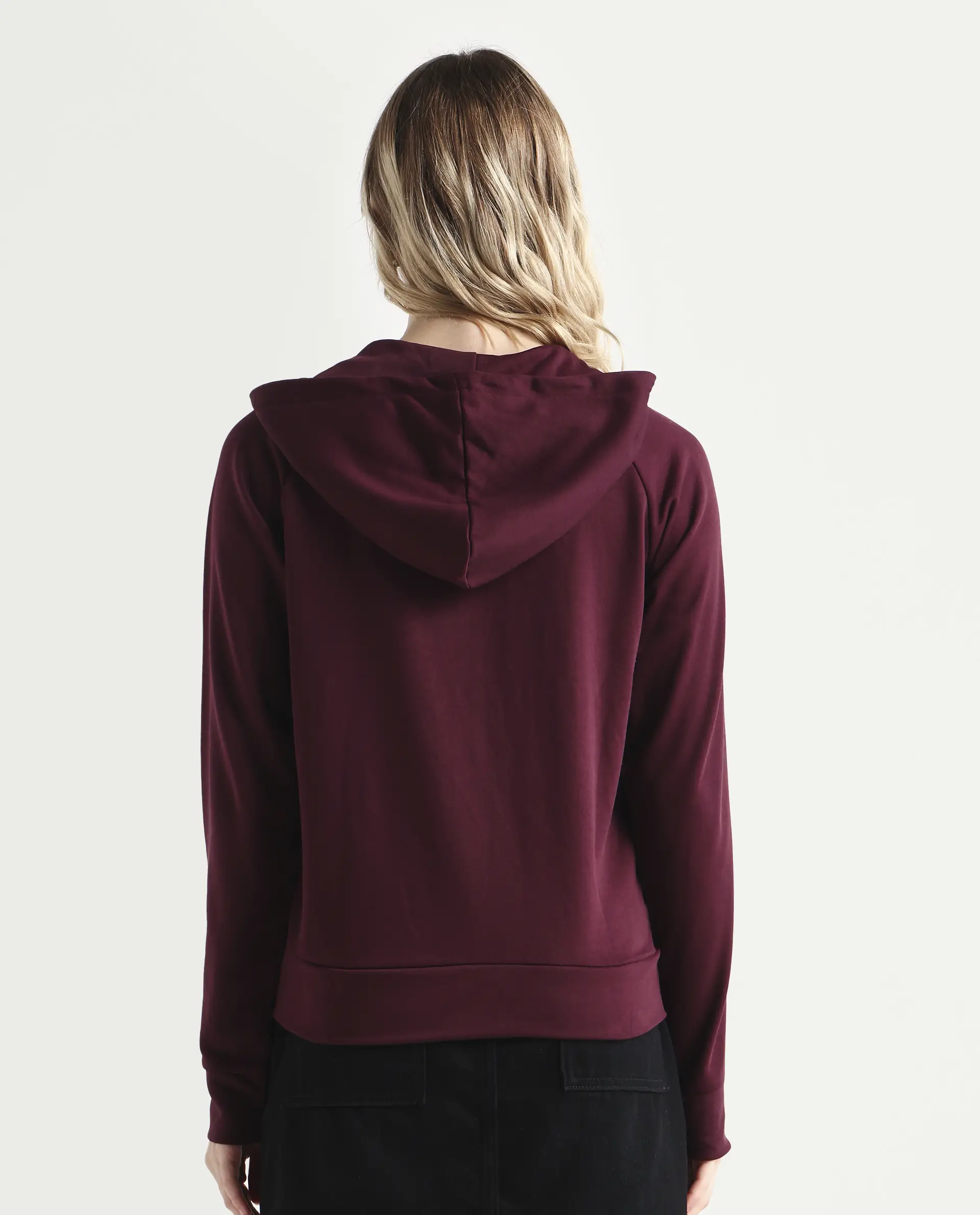 Rareism Women's Medium Weight Terry 290 Gsm Cotton Blend Hooded Plain Regular Fit Jacket - Image 7