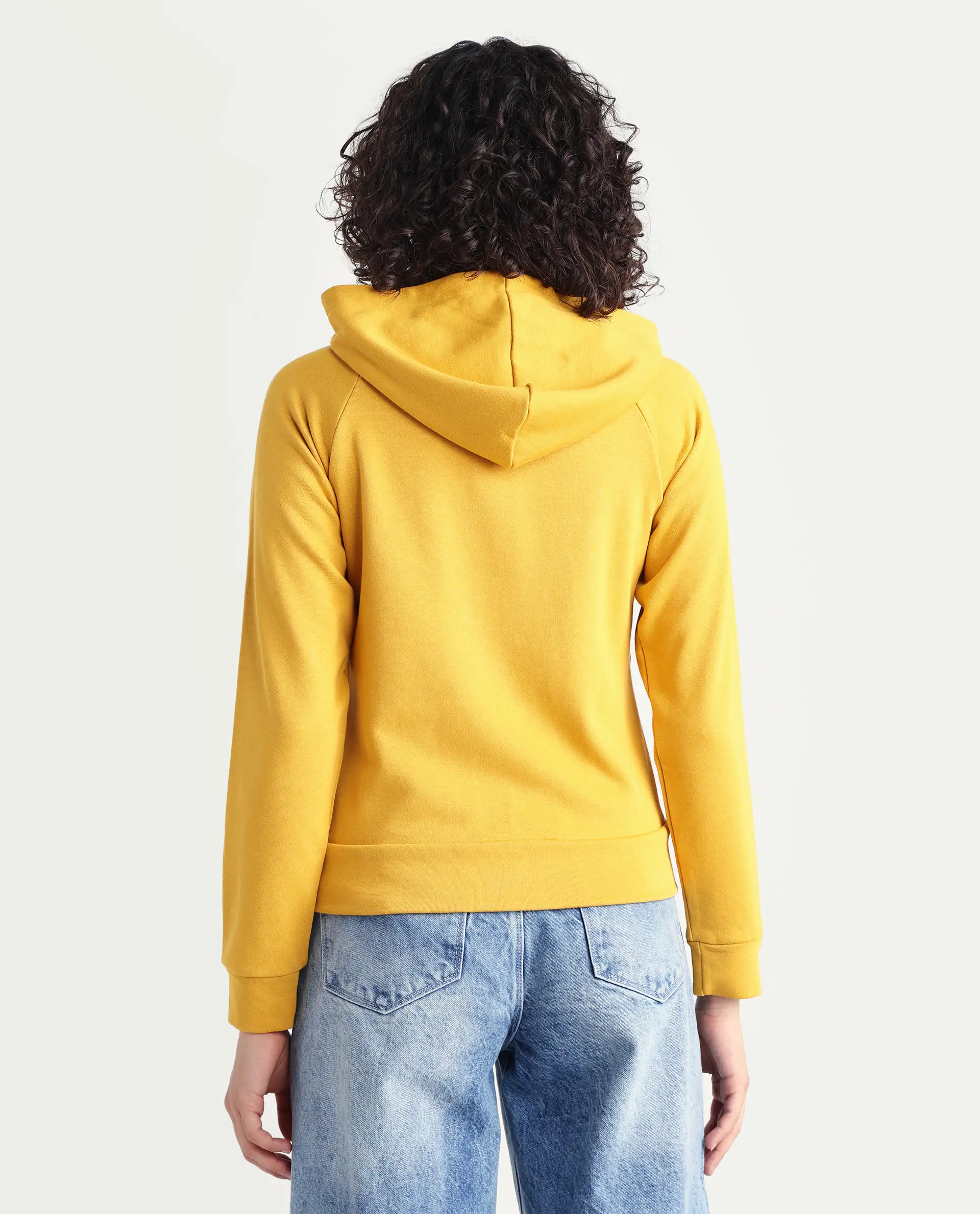 Rareism Women's Medium Weight Terry 290 Gsm Cotton Blend Hooded Plain Regular Fit Jacket - Image 7