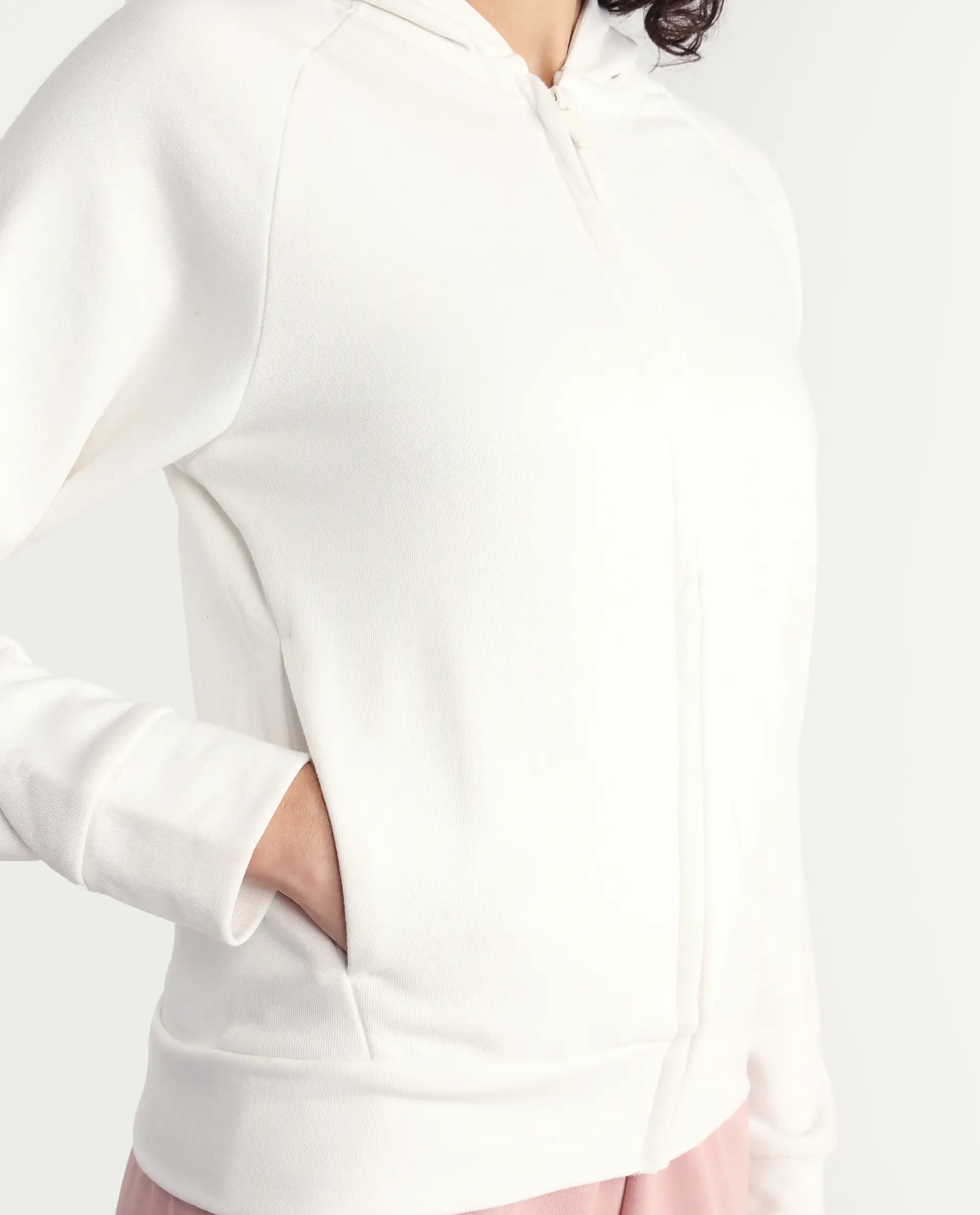 Rareism Women's Medium Weight Terry 290 Gsm Cotton Blend Hooded Plain Regular Fit Jacket - Image 5
