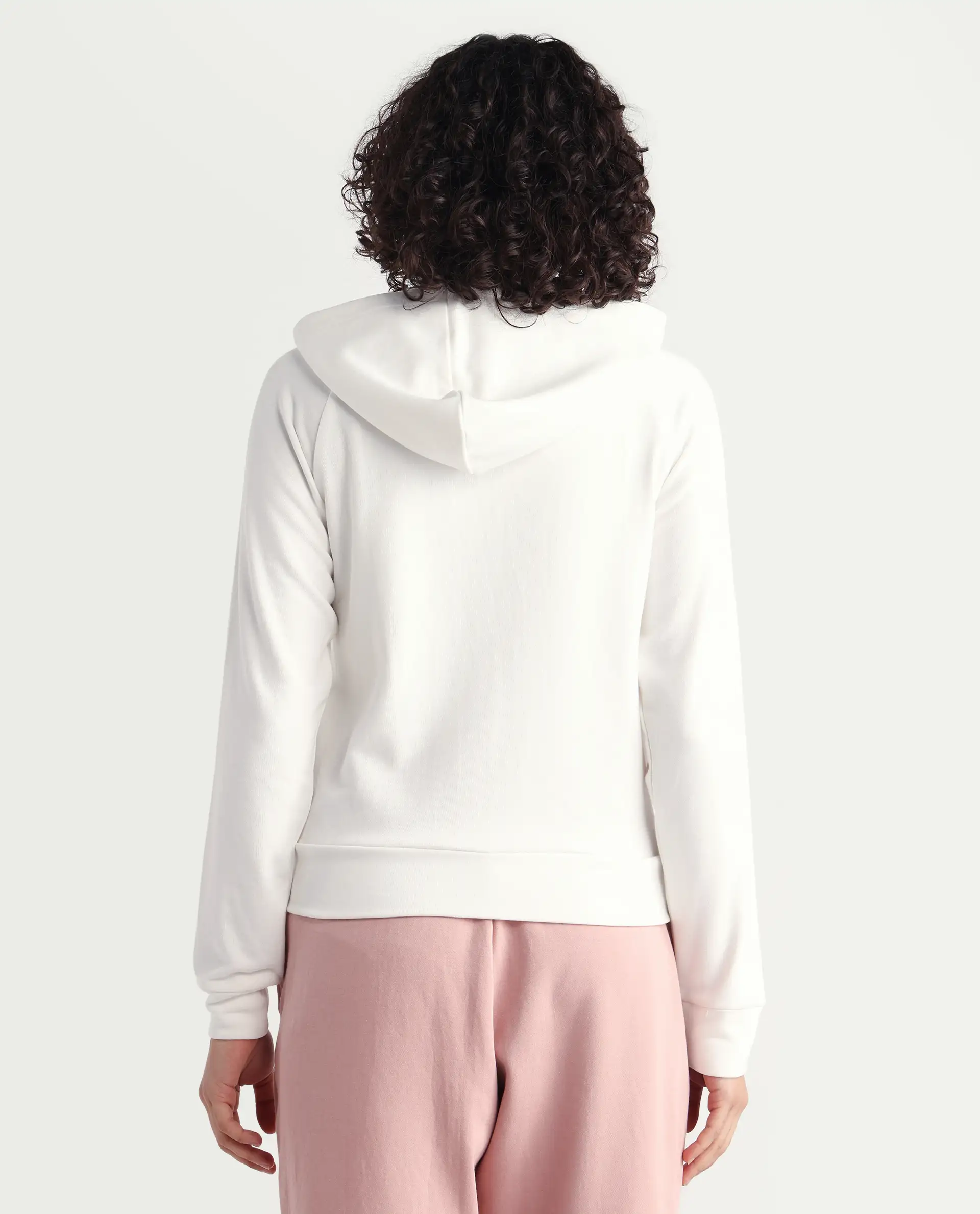 Rareism Women's Medium Weight Terry 290 Gsm Cotton Blend Hooded Plain Regular Fit Jacket - Image 7