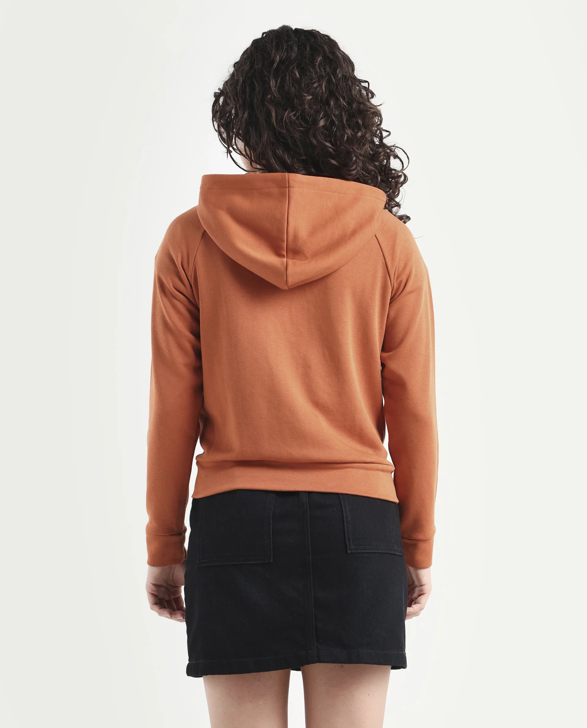 Rareism Women's Medium Weight Terry 290 Gsm Cotton Blend Hooded Plain Regular Fit Jacket - Image 7