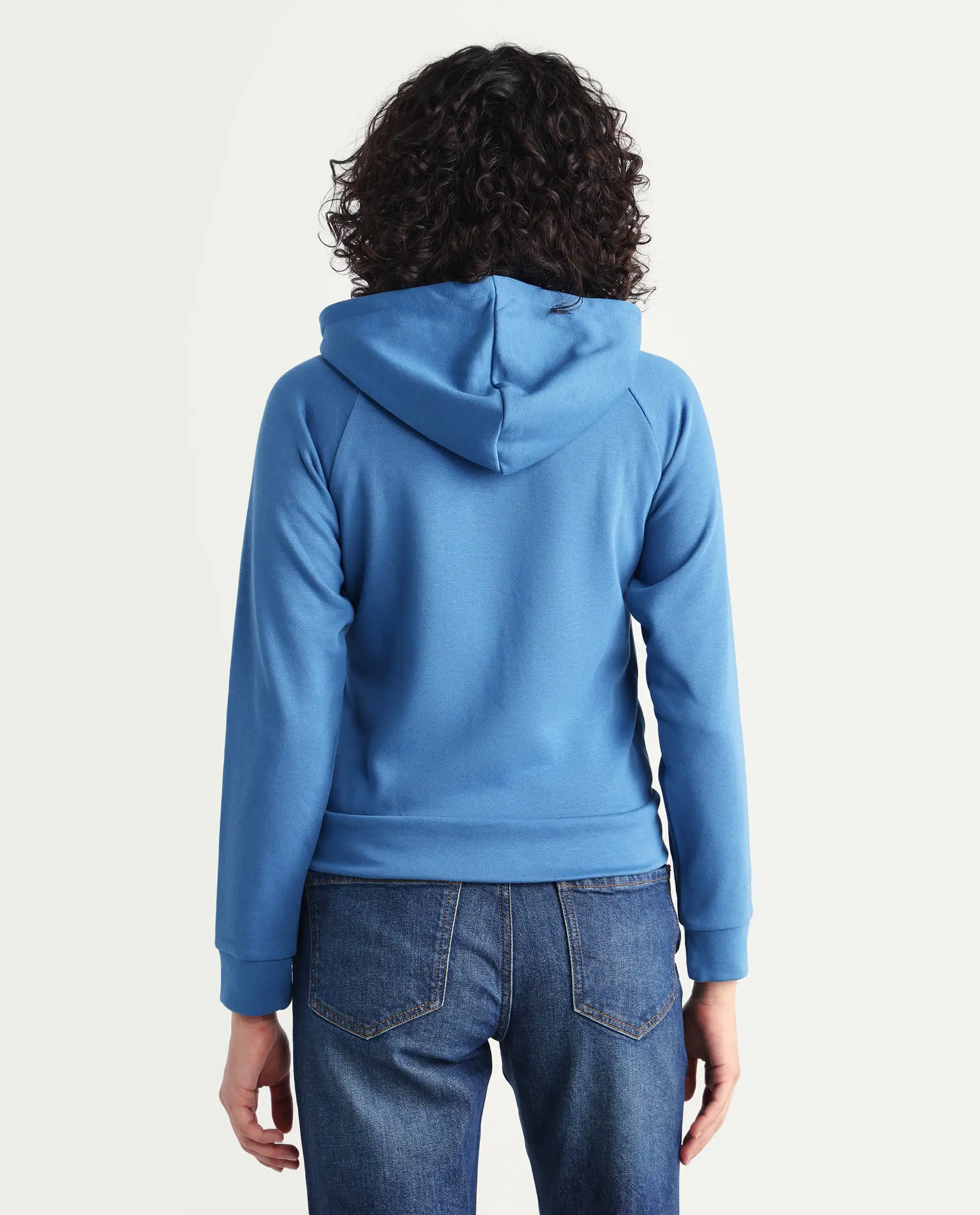 Rareism Women's Medium Weight Terry 290 Gsm Cotton Blend Hooded Plain Regular Fit Jacket - Image 7