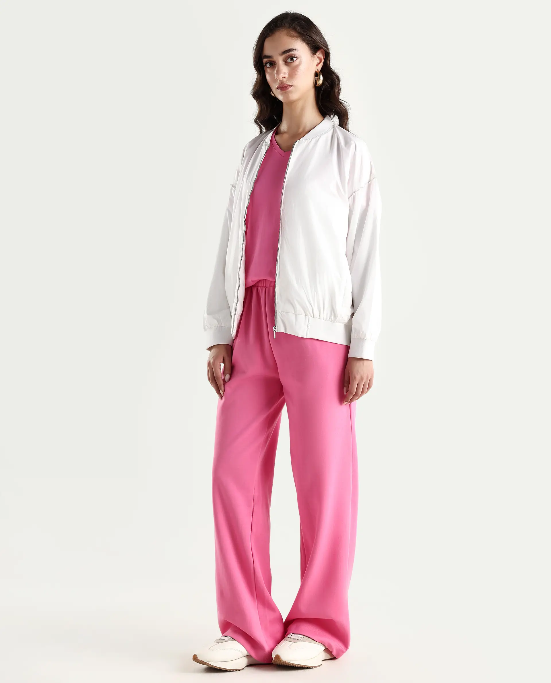 Rareism Women's Heavy Weight Interlock 340 Gsm Cotton Blend Plain Ankle Length Relaxed Fit Track Pant Flared - Image 5