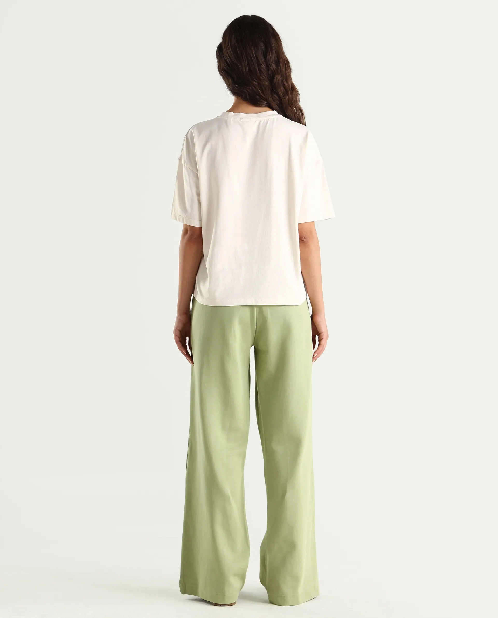 Rareism Women's Heavy Weight Interlock 340 Gsm Cotton Blend Plain Ankle Length Relaxed Fit Track Pant Flared - Image 7