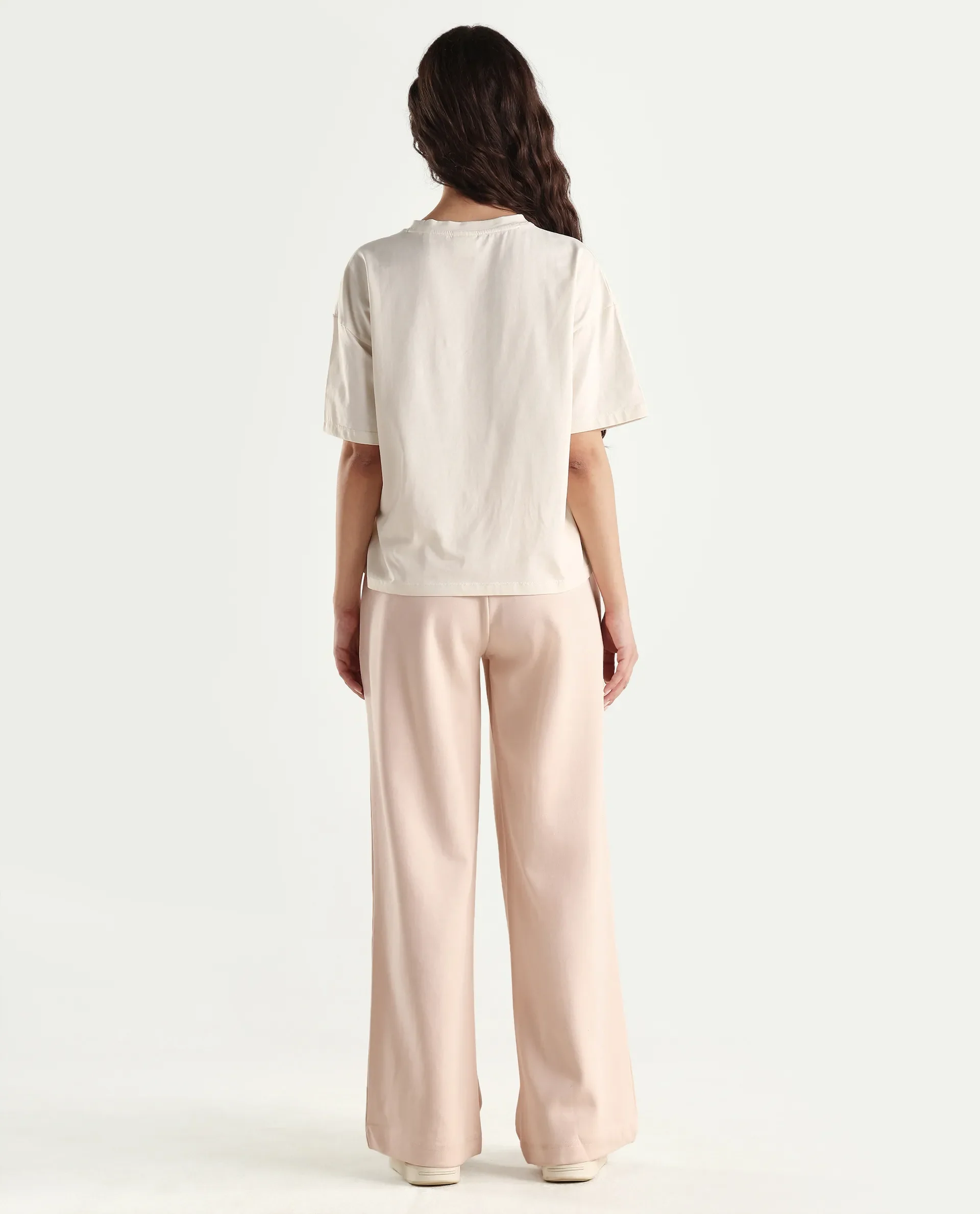 Rareism Women's Heavy Weight Interlock 340 Gsm Cotton Blend Plain Ankle Length Relaxed Fit Track Pant Flared - Image 6