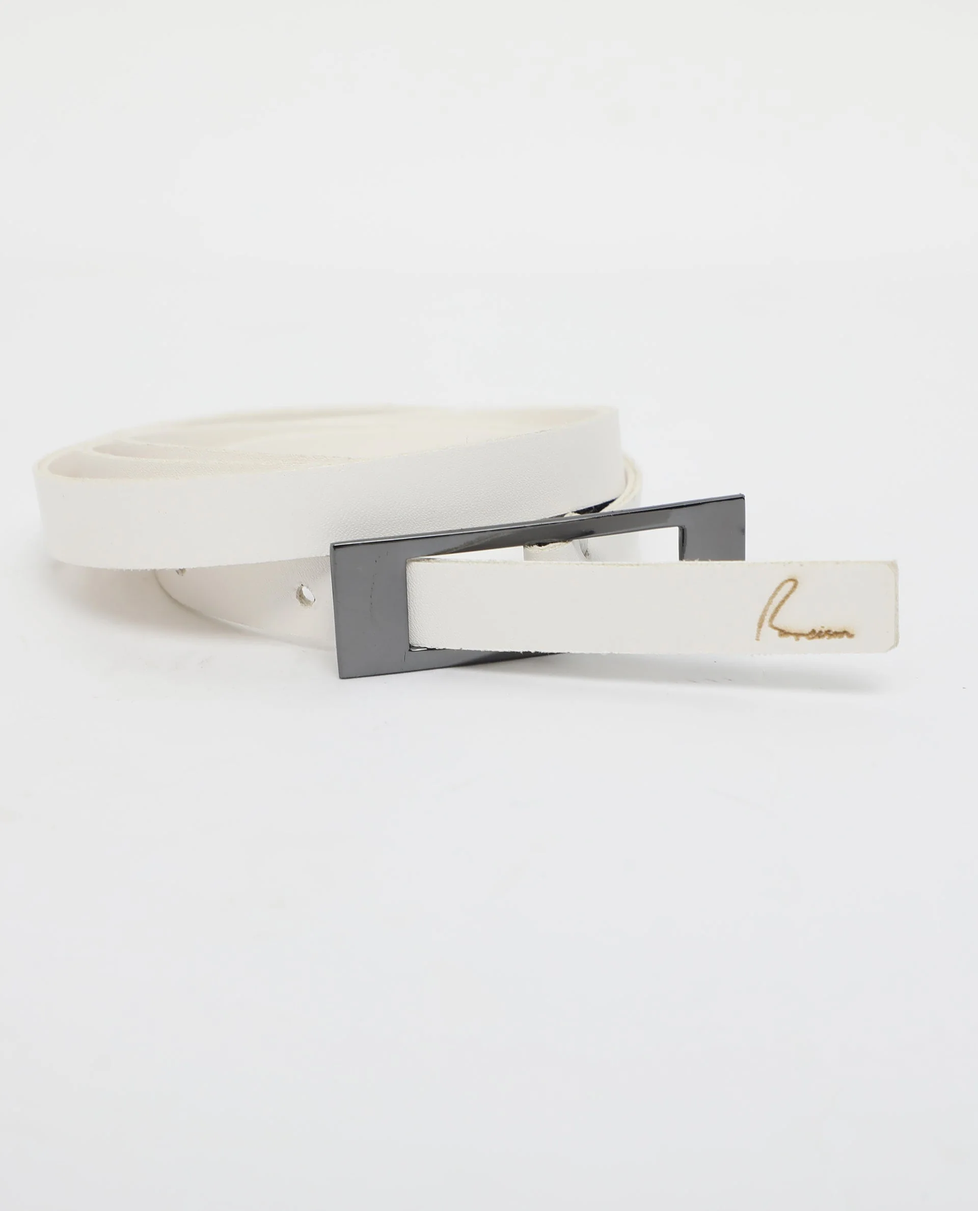 Rareism Women Captcha White Solid Leather Belt - Image 3