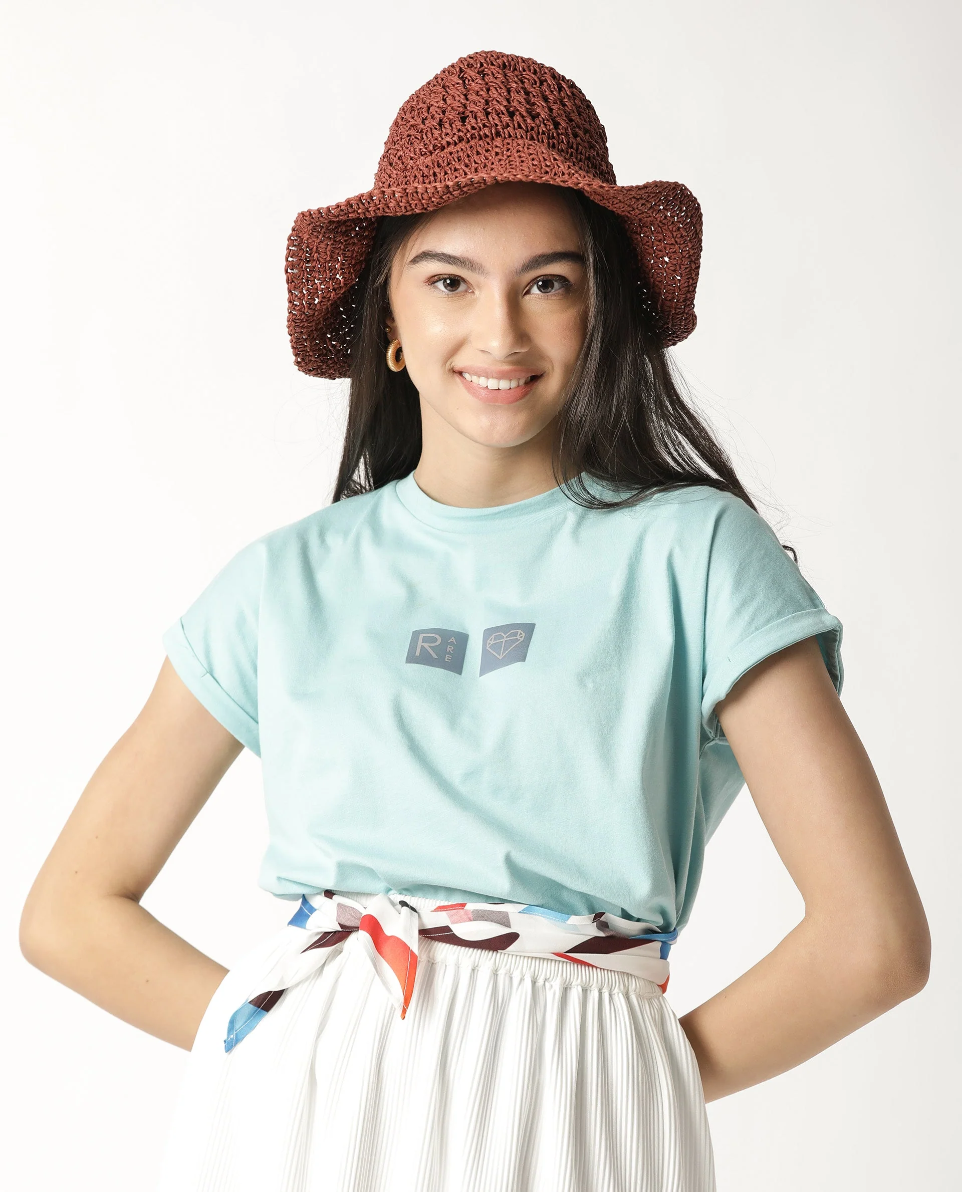 Rareism Women's Cardi Light Blue Cotton Crew Neck Graphic Print Regular Fit T-Shirt - Image 4