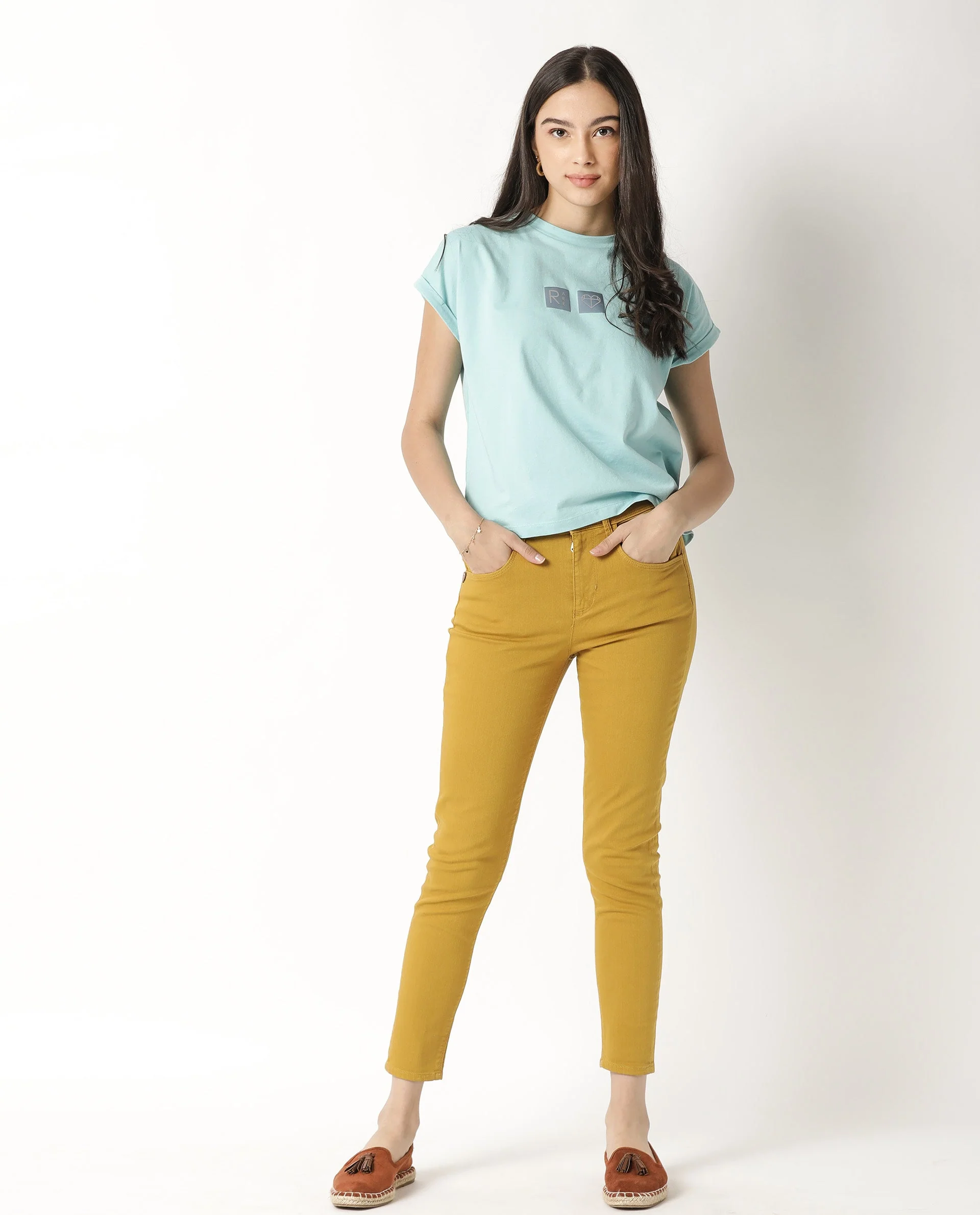Rareism Women's Cardi Light Blue Cotton Crew Neck Graphic Print Regular Fit T-Shirt - Image 6
