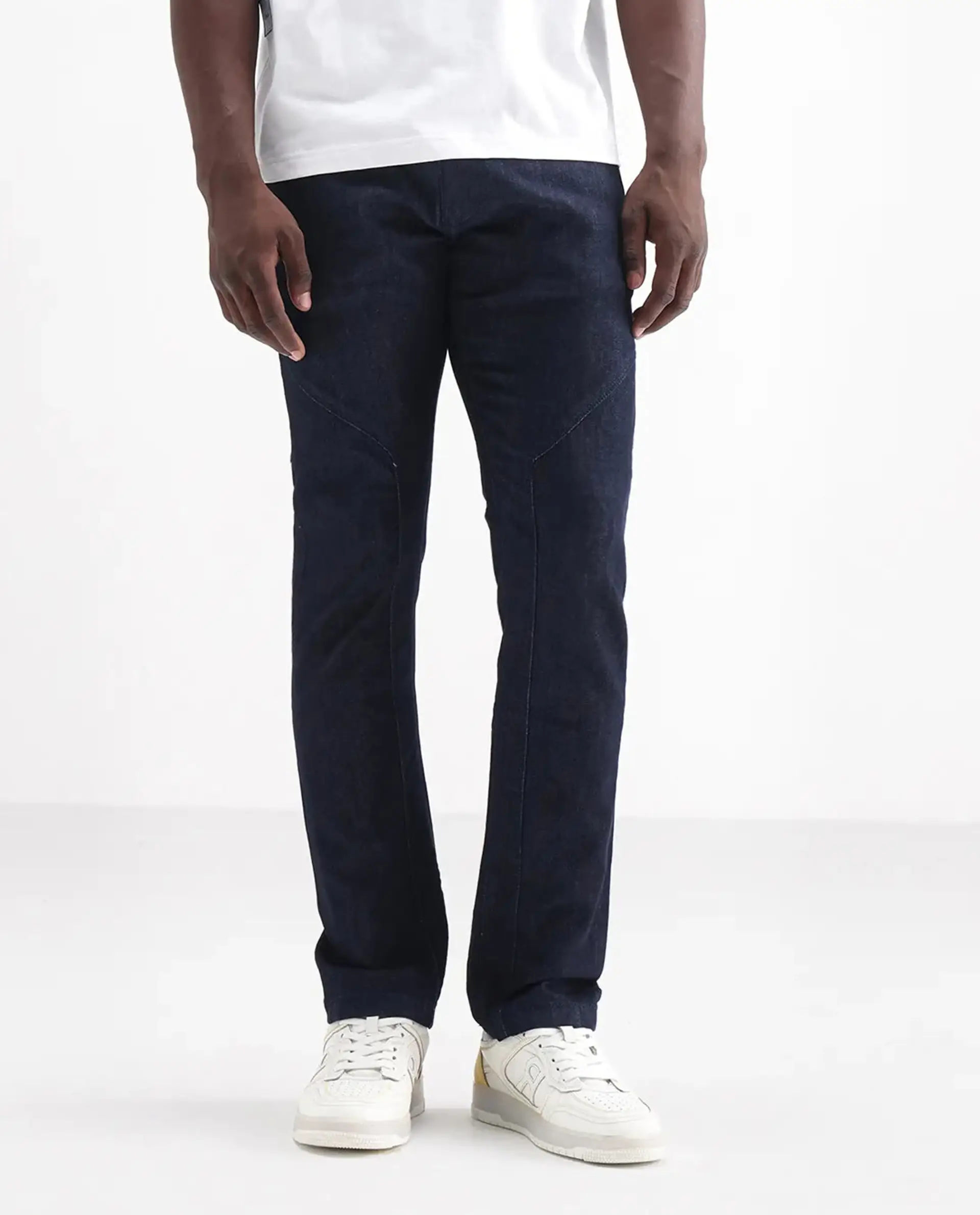 Rare Rabbit Men's Cardiff Blue Cotton Plain Hawk Slim Fit Jeans - Image 10