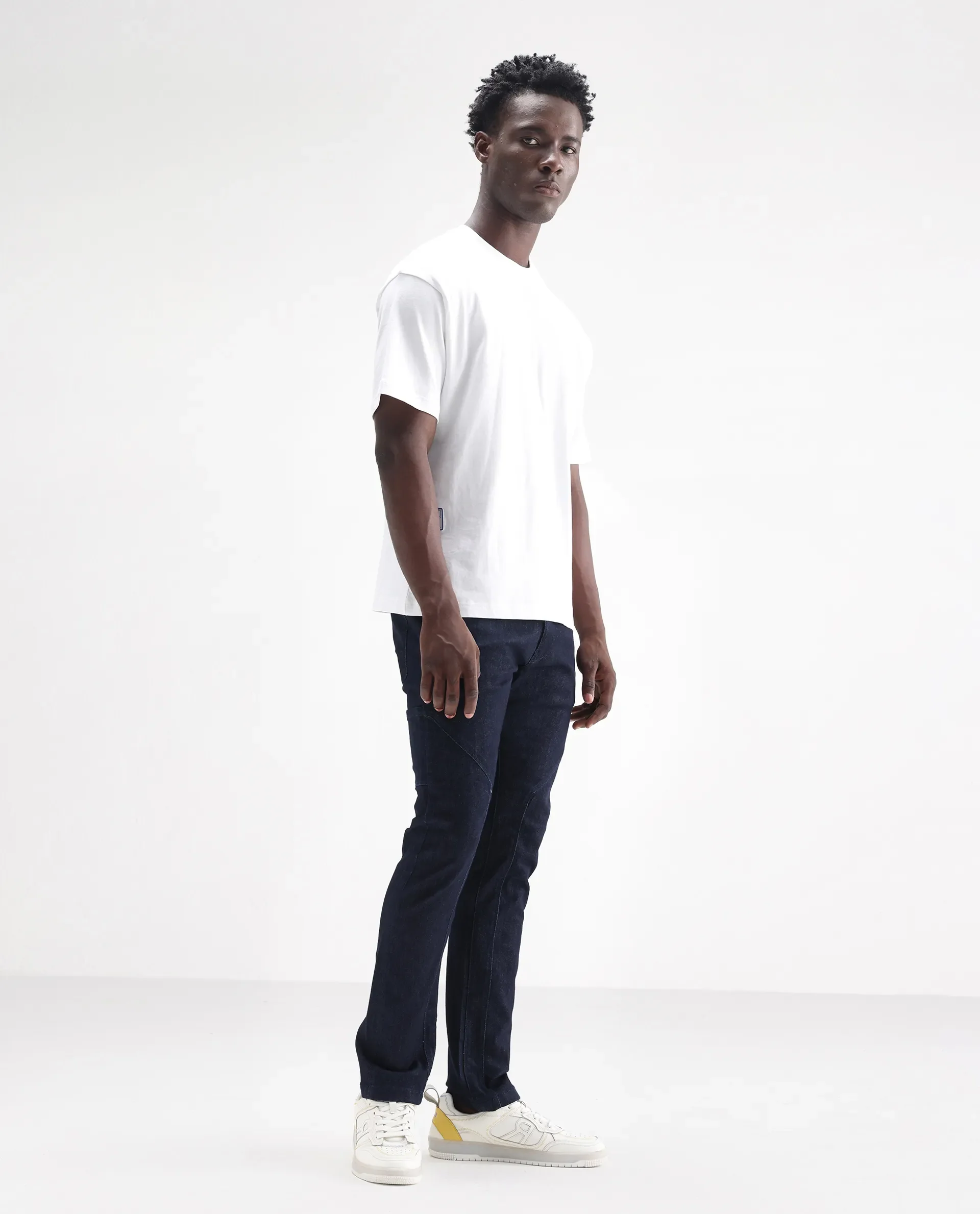 Rare Rabbit Men's Cardiff Blue Cotton Plain Hawk Slim Fit Jeans - Image 6