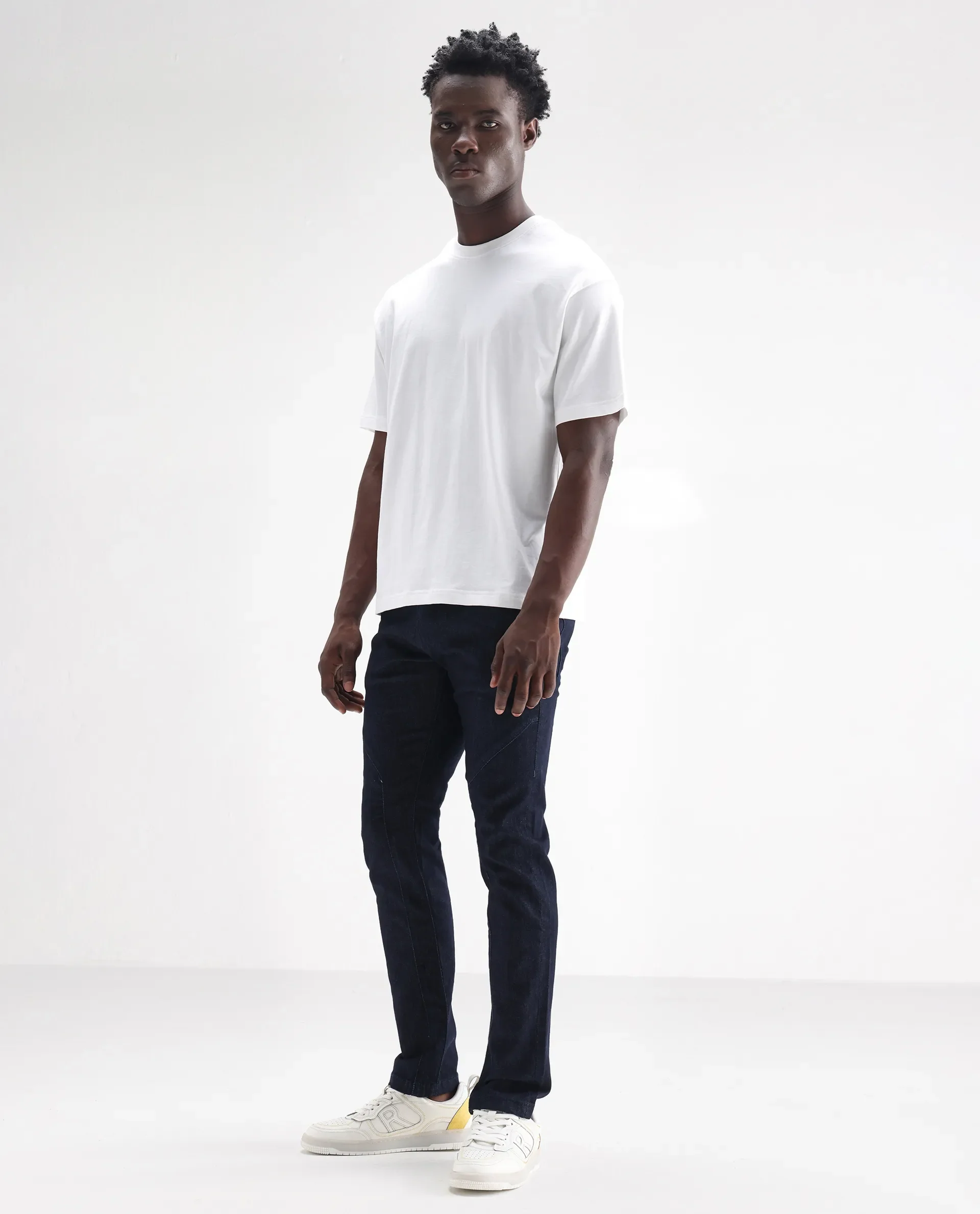Rare Rabbit Men's Cardiff Blue Cotton Plain Hawk Slim Fit Jeans - Image 7