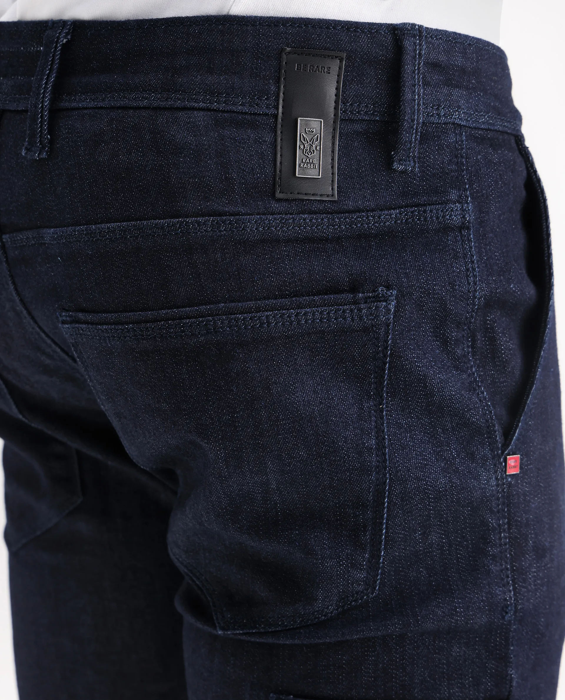 Rare Rabbit Men's Cardiff Blue Cotton Plain Hawk Slim Fit Jeans - Image 8