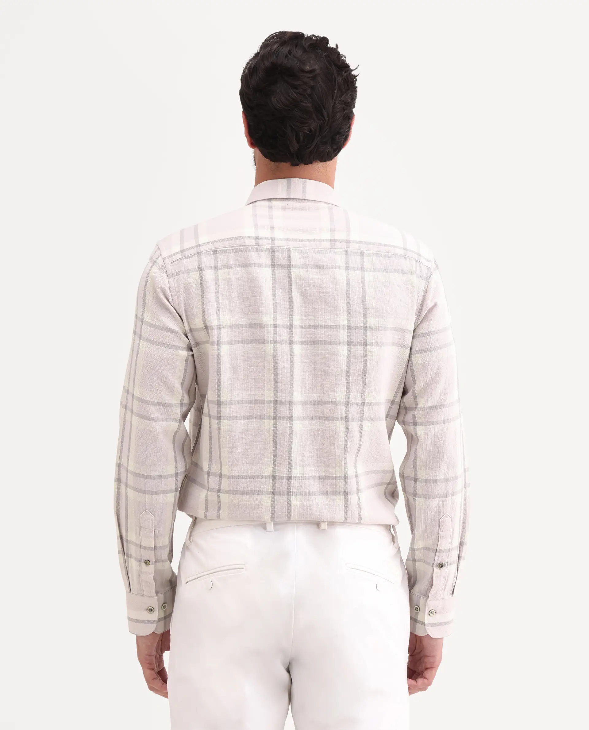 Rare Rabbit Men's Cardin-26 Pastel Purple Cotton Full Sleeve Spread Collar Regular Fit Checked Shirt - Image 7