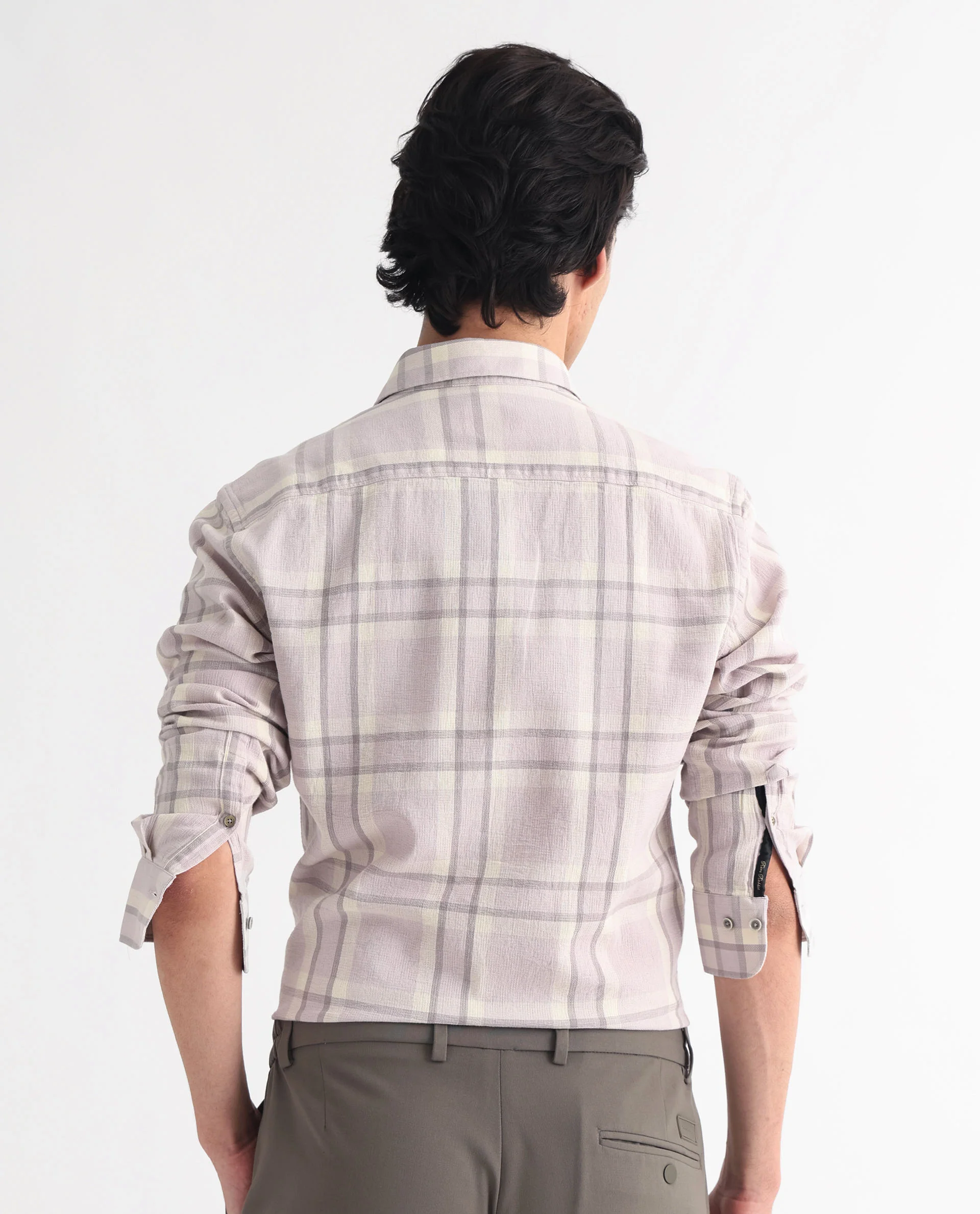 Rare Rabbit Men's Cardin Pastel Purple Cotton Checked Print Regular Fit Full Sleeve Collared Shirt - Image 10