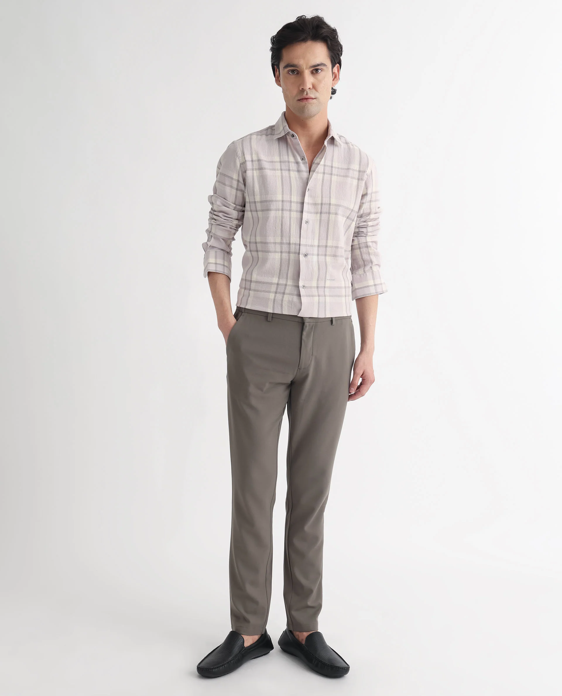 Rare Rabbit Men's Cardin Pastel Purple Cotton Checked Print Regular Fit Full Sleeve Collared Shirt - Image 2