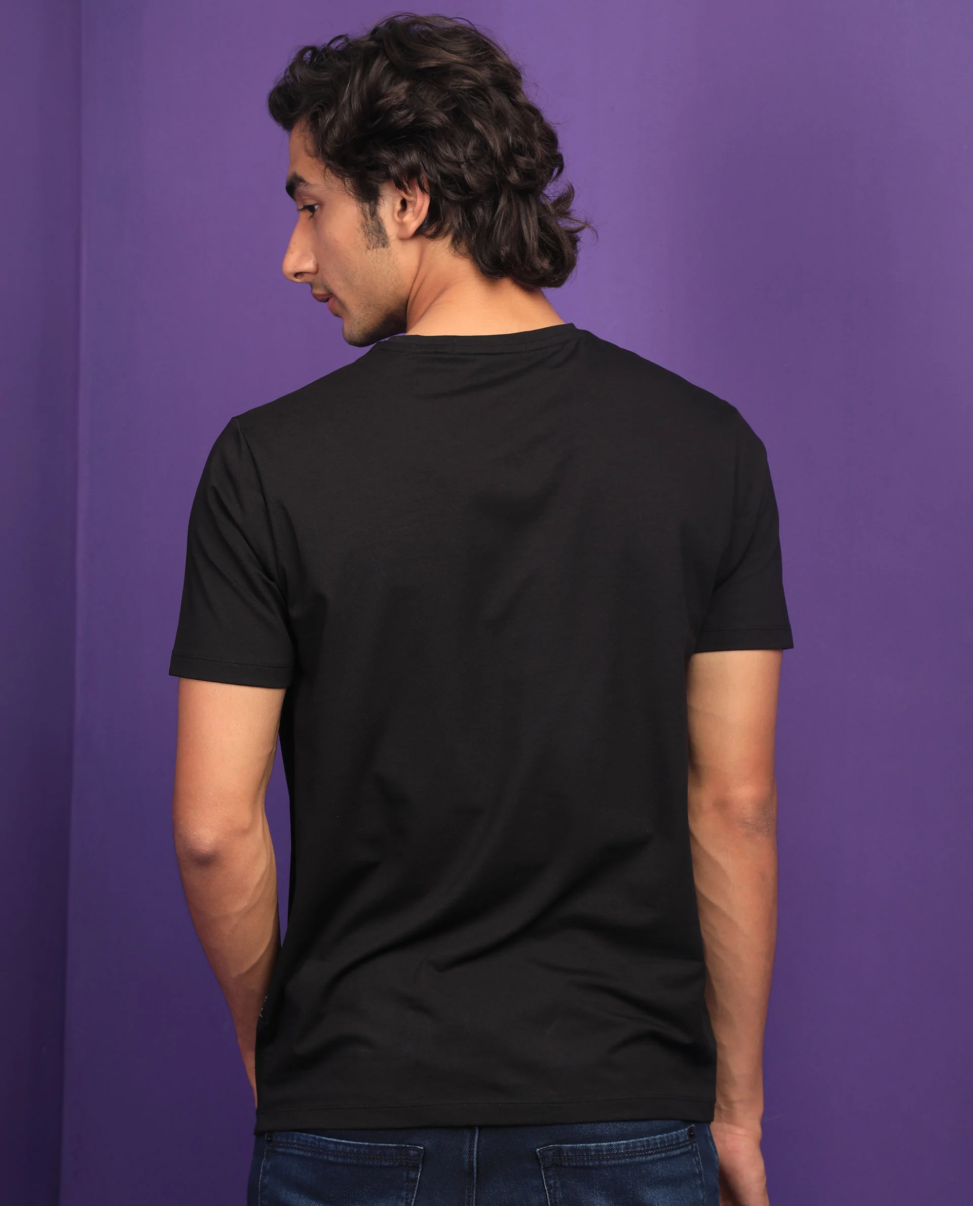 Rare Rabbit Men's Cards Black Cotton Graphic Print Slim Fit Half Sleeve Crew Neck T-Shirt - Image 9