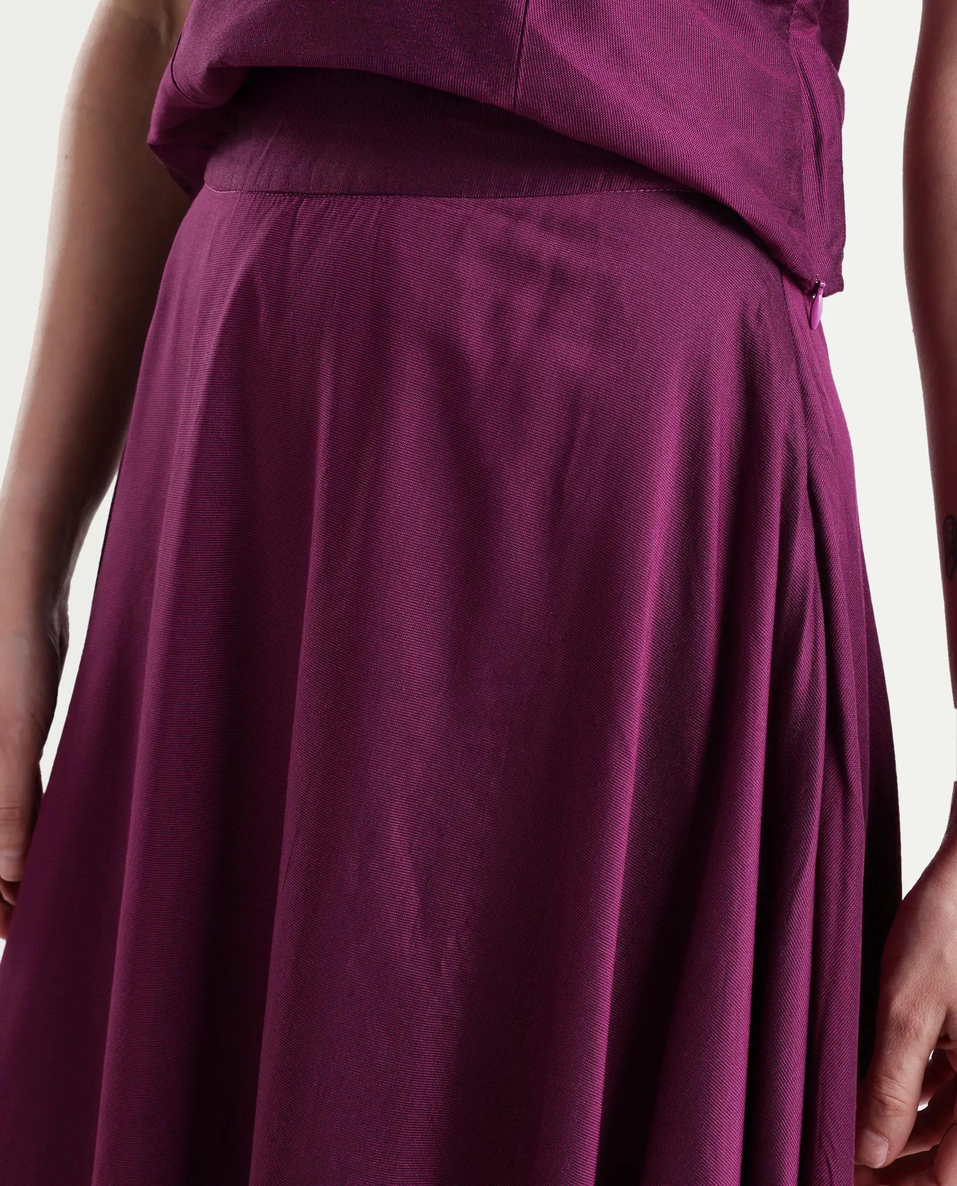Rareism Women's Carfa B Purple Silk Plain Maxi Flared Skirt - Image 4