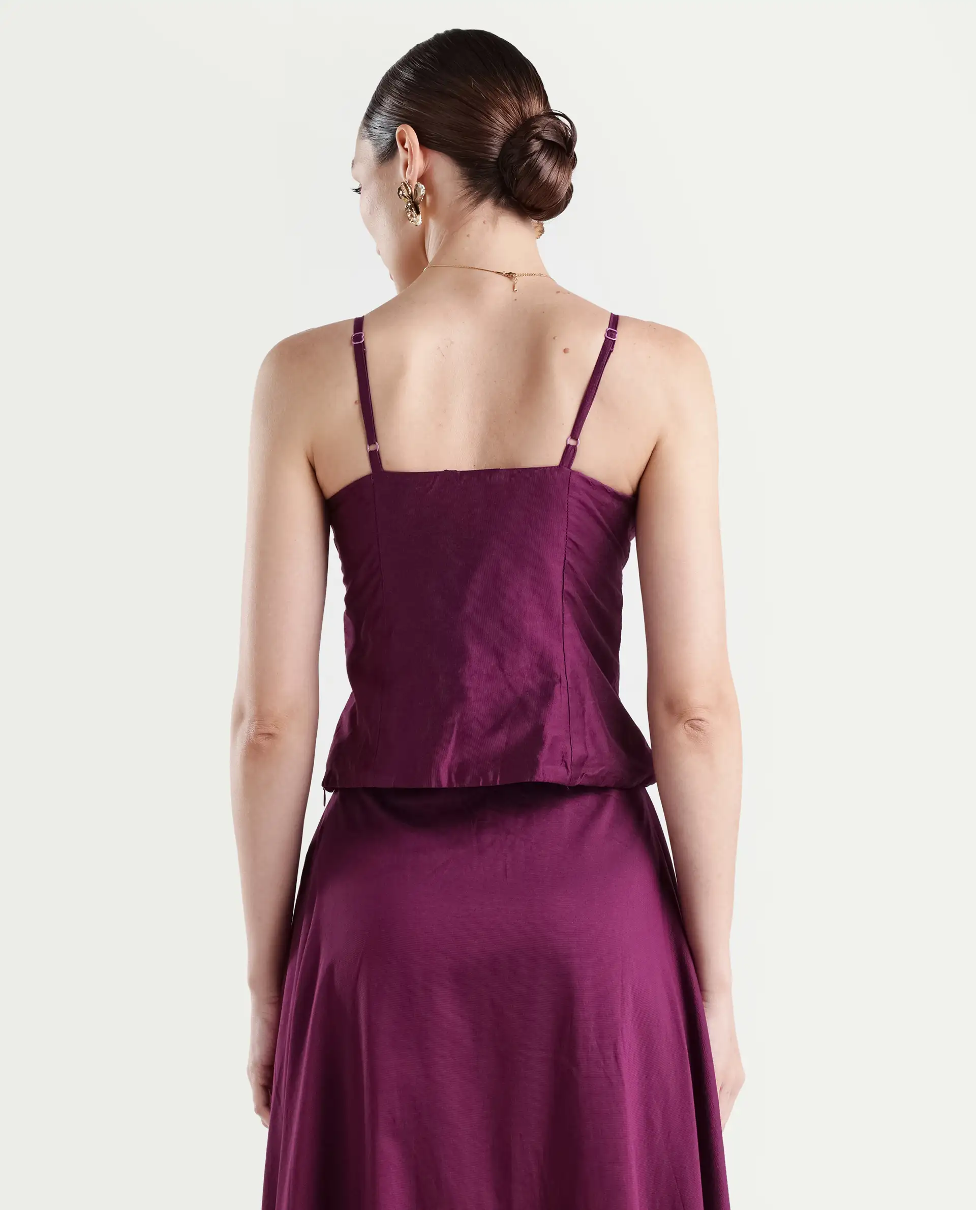 Rareism Women's Carfa Purple Silk Shoulder Strap Plain Sleeveless Crop Fitted Top - Image 7