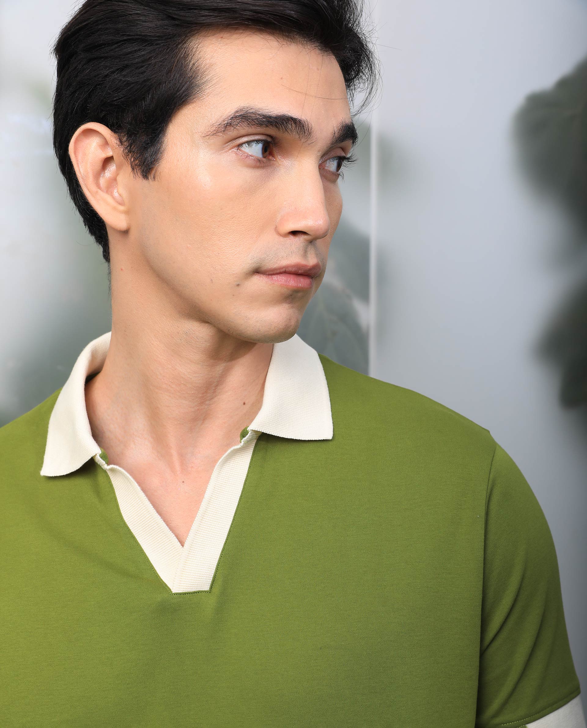Rare Rabbit Men's Carmelo Olive Cotton Plain Slim Fit Half Sleeve Polo - Image 3