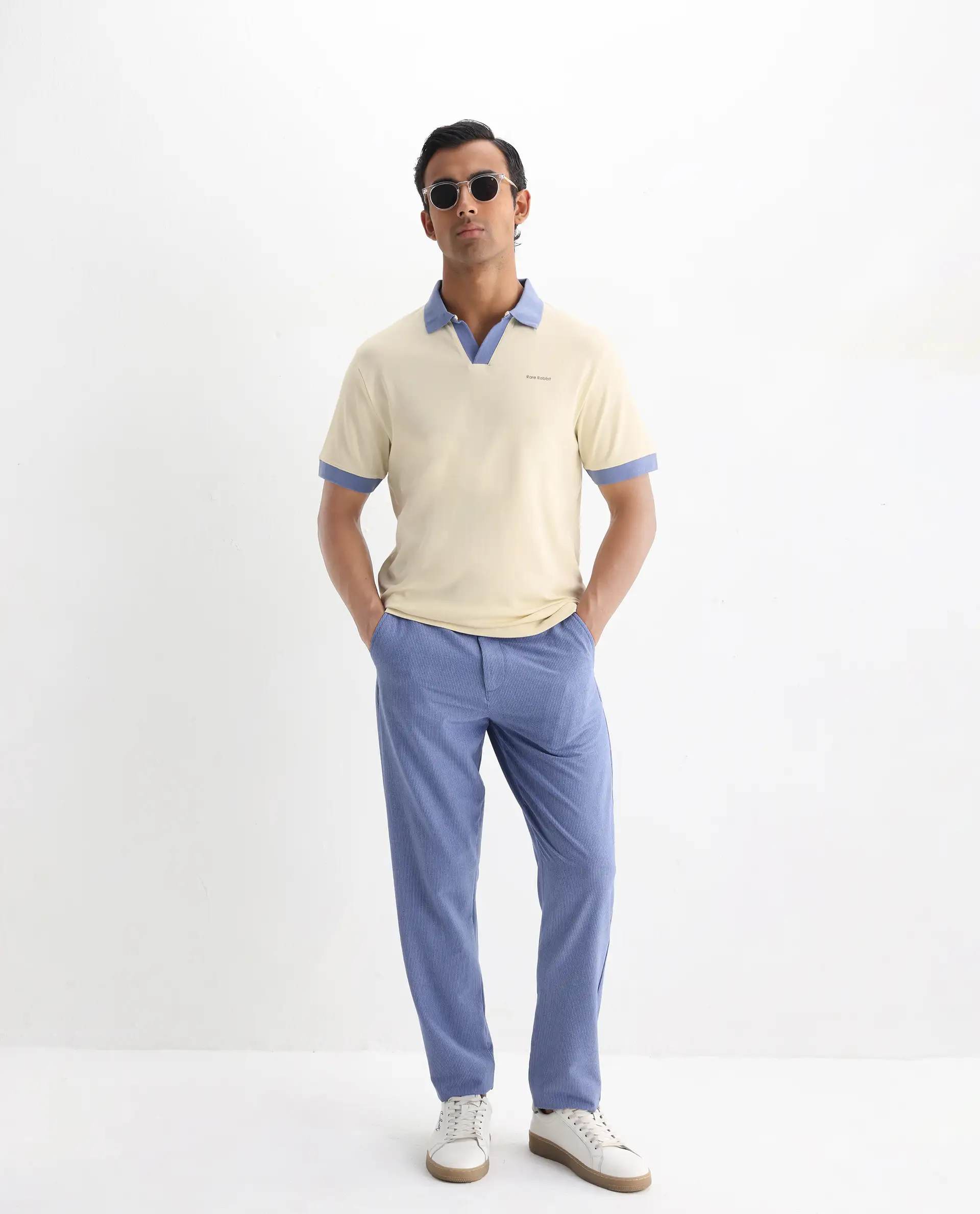 Rare Rabbit Men's Carmelon Light Green Cotton Plain Regular Fit Half Sleeve Polo - Image 2