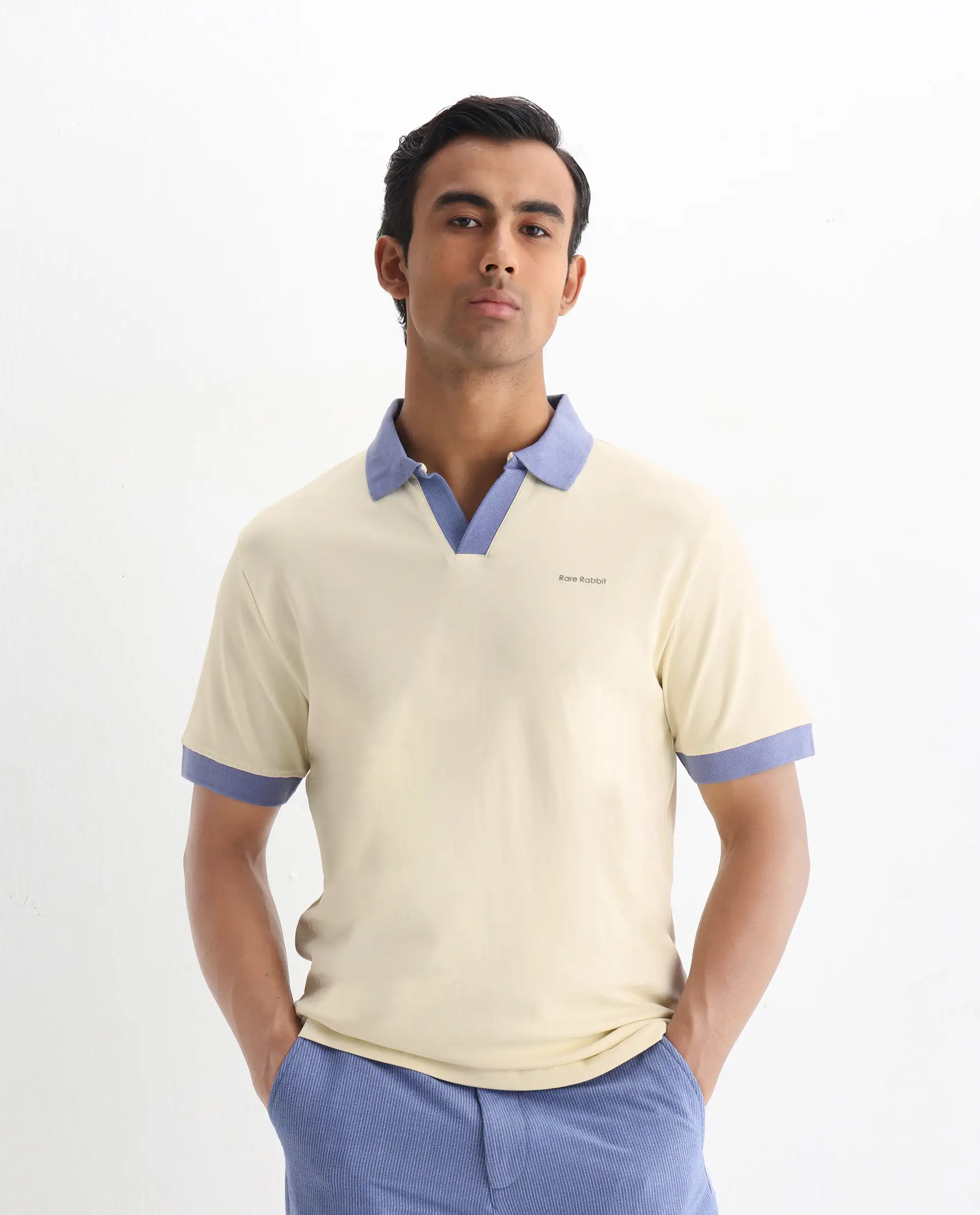 Rare Rabbit Men's Carmelon Light Green Cotton Plain Regular Fit Half Sleeve Polo - Image 3